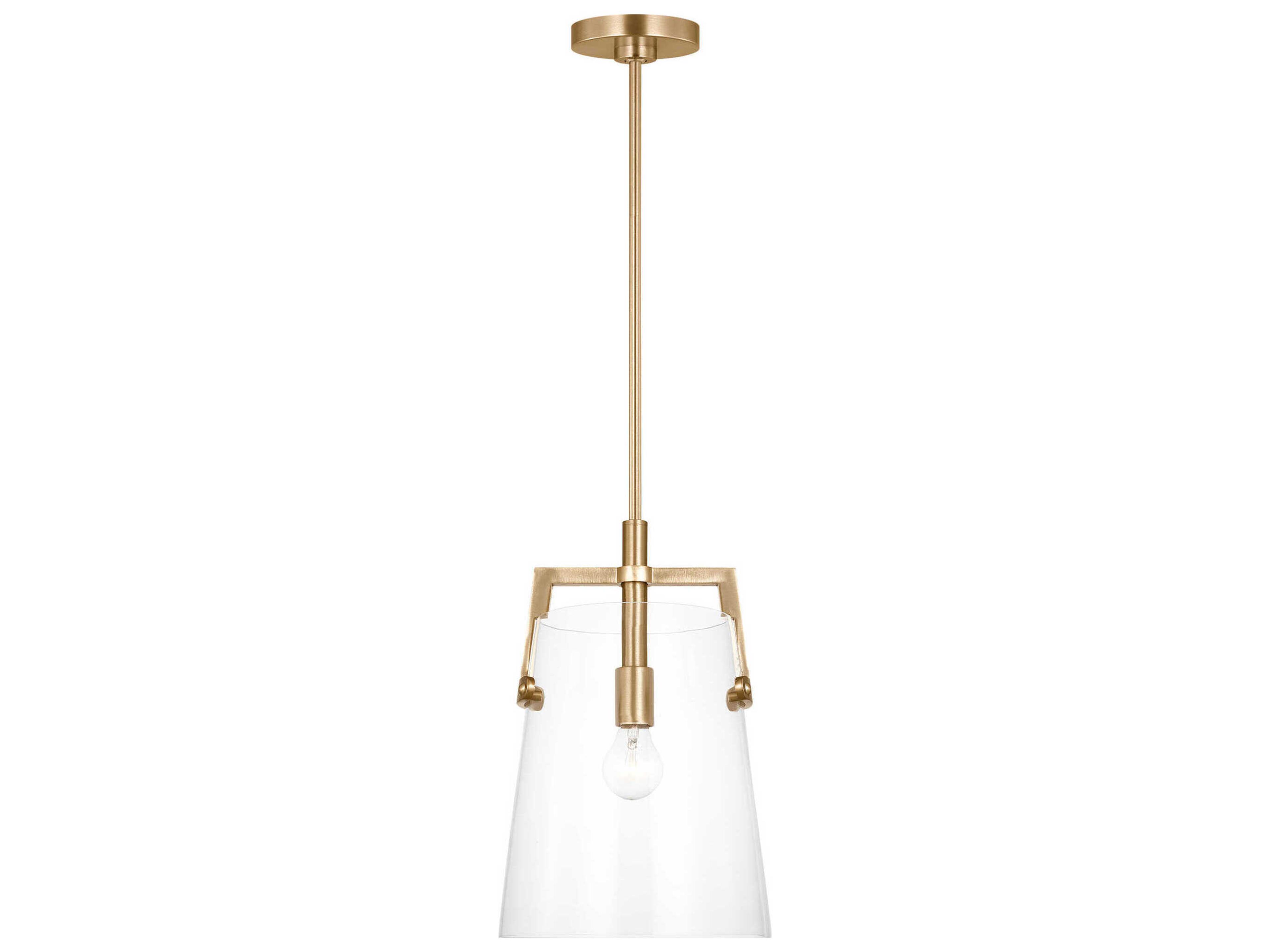 Visual Comfort Studio Crofton 1-Light Satin Brass Cylinder Mini Pendant