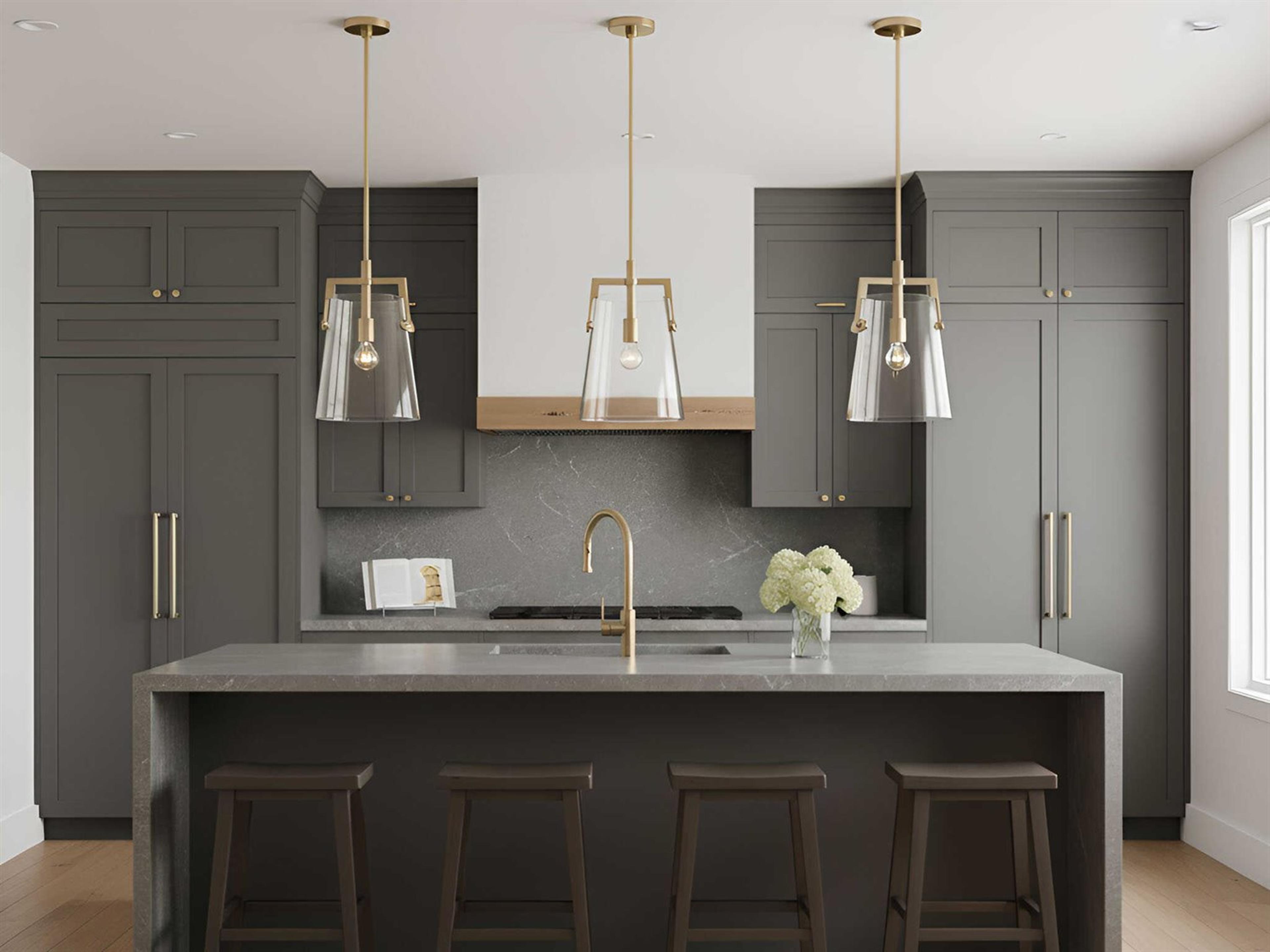 Visual Comfort Studio Crofton 1-Light Satin Brass Cylinder Mini Pendant