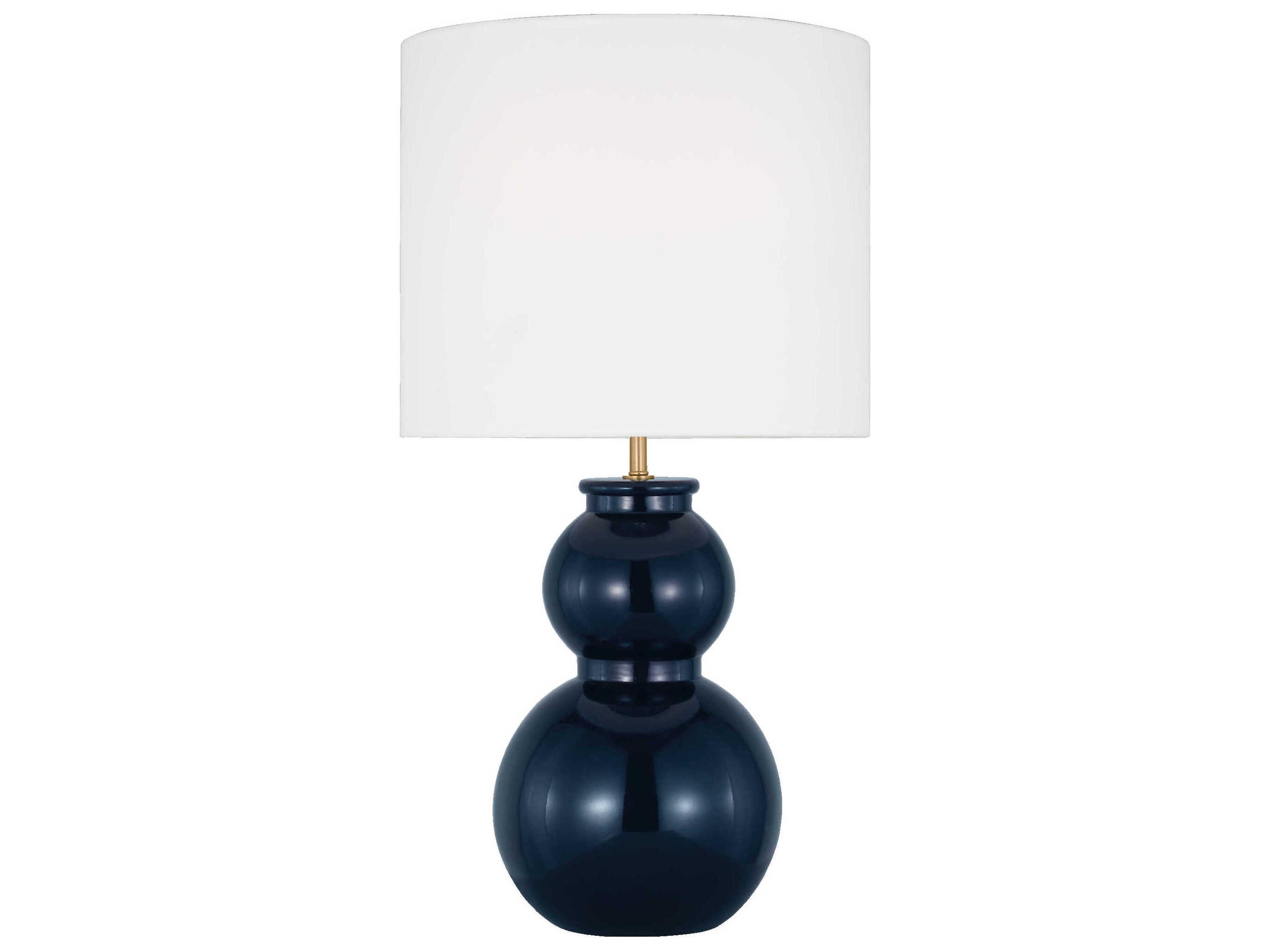 Buckley Table Lamp Gloss Navy Linen Shade