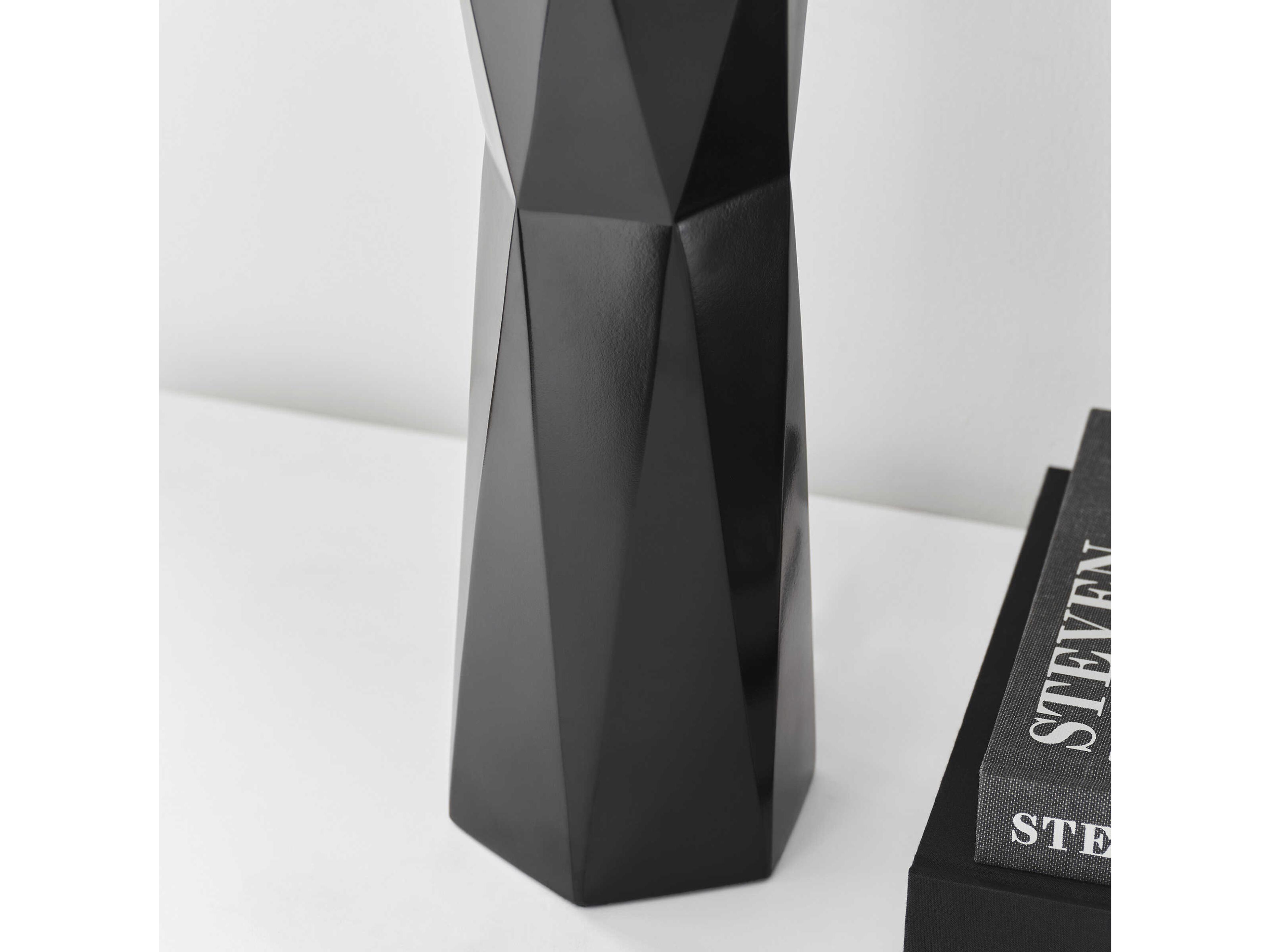 Visual Comfort Studio Fernwood Gloss Black White Linen Buffet Lamp