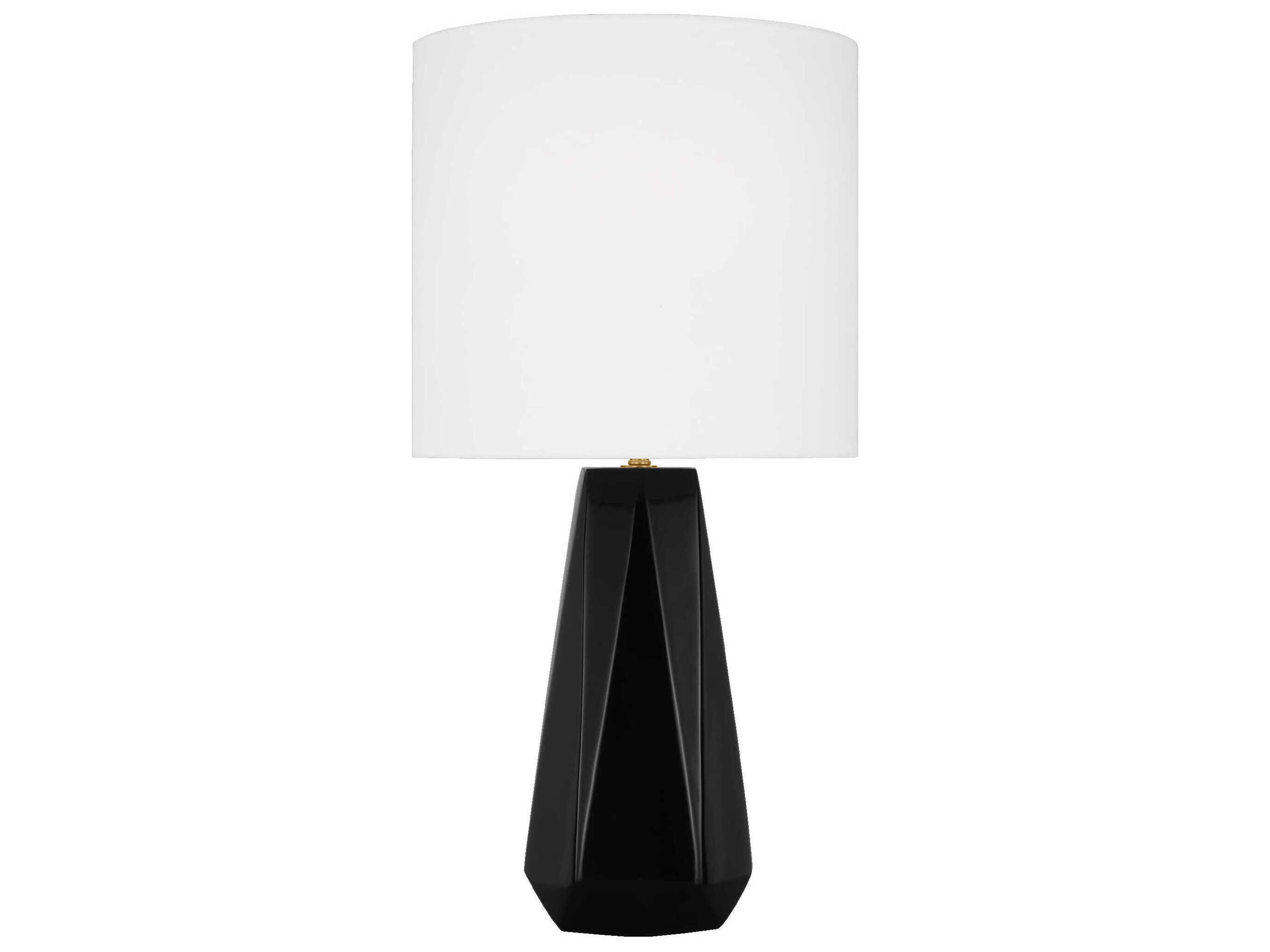Moresby Table Lamp Gloss Black Finish White Linen Shade