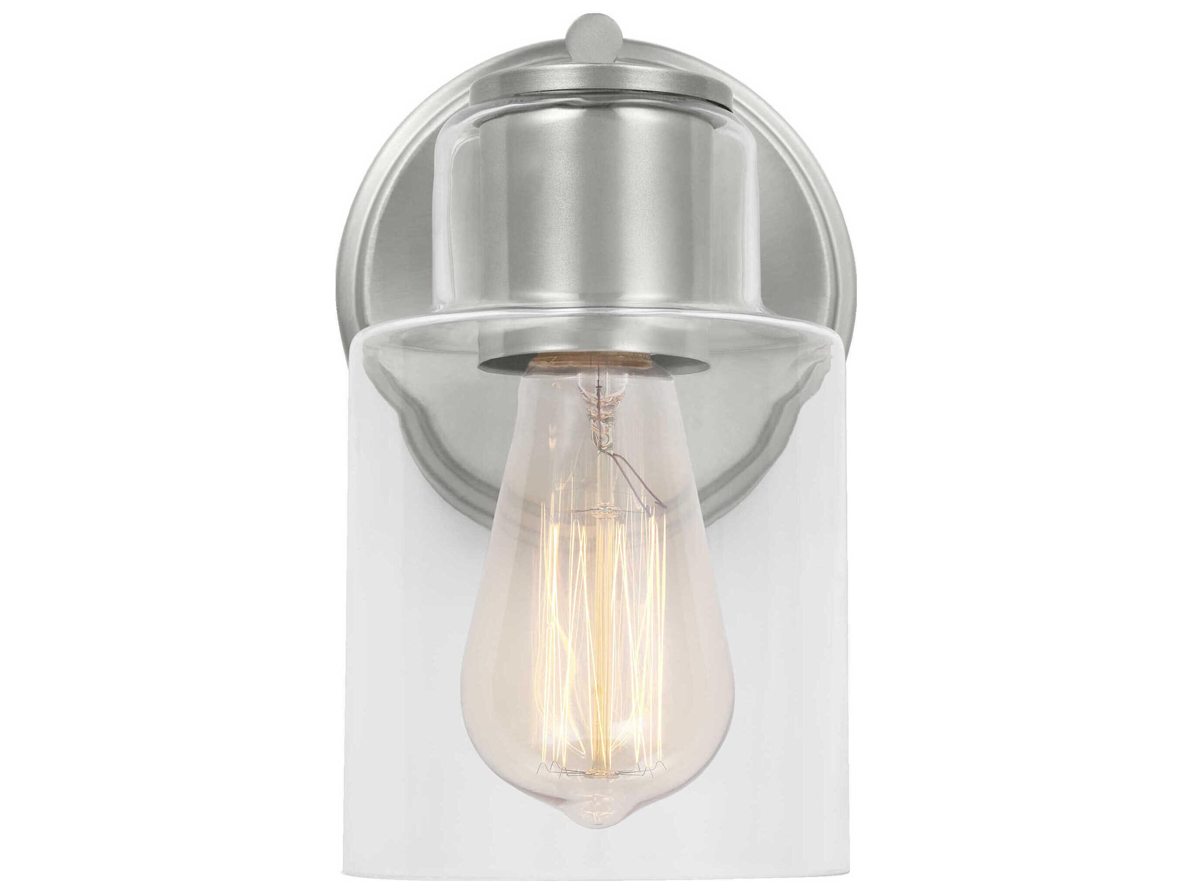 Sayward 1 Light Wall Sconce Brushed Steel Clear Glass