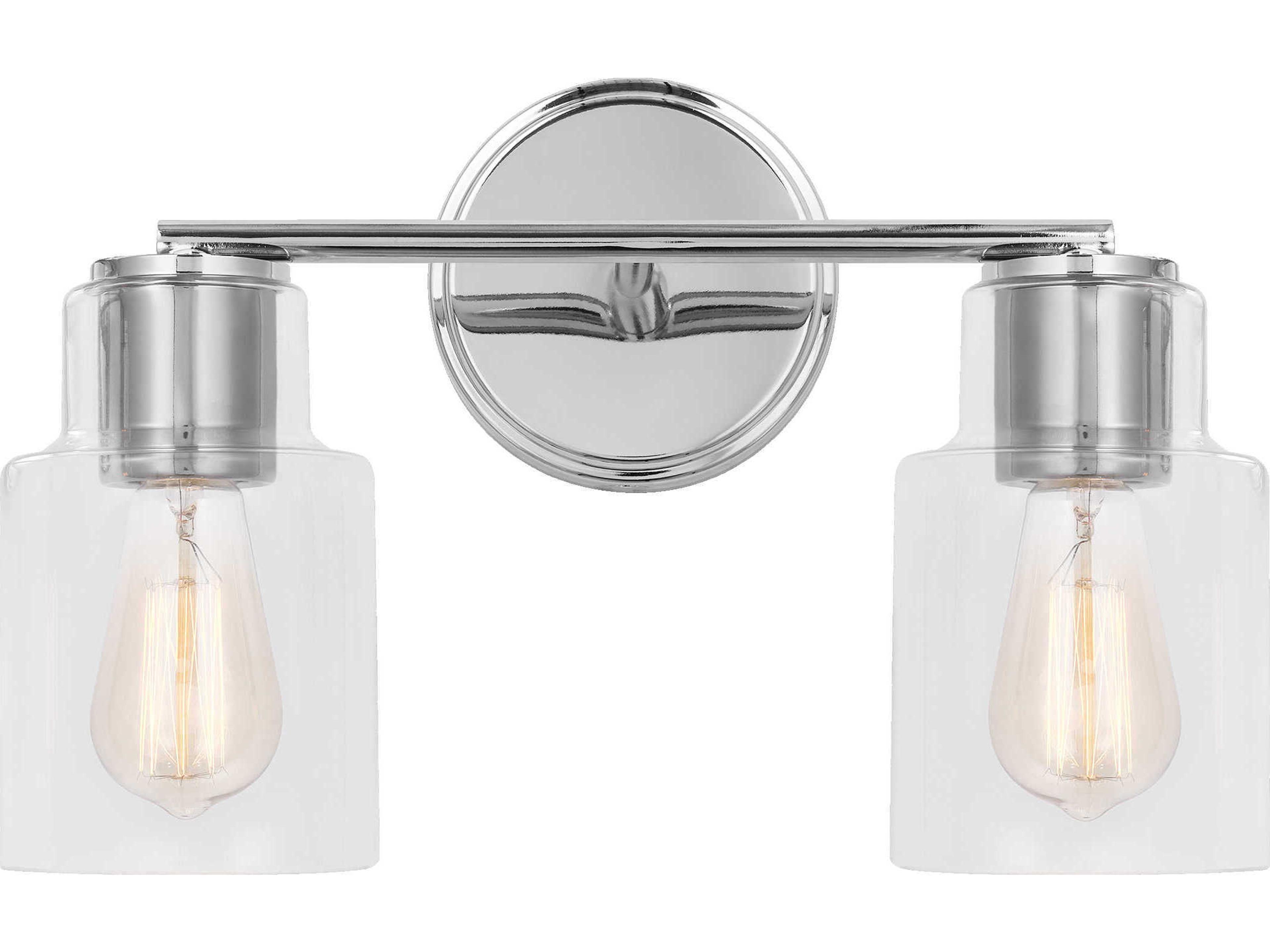 Sayward 2 Light Bath Vanity Light Chrome Finish Clear Glass