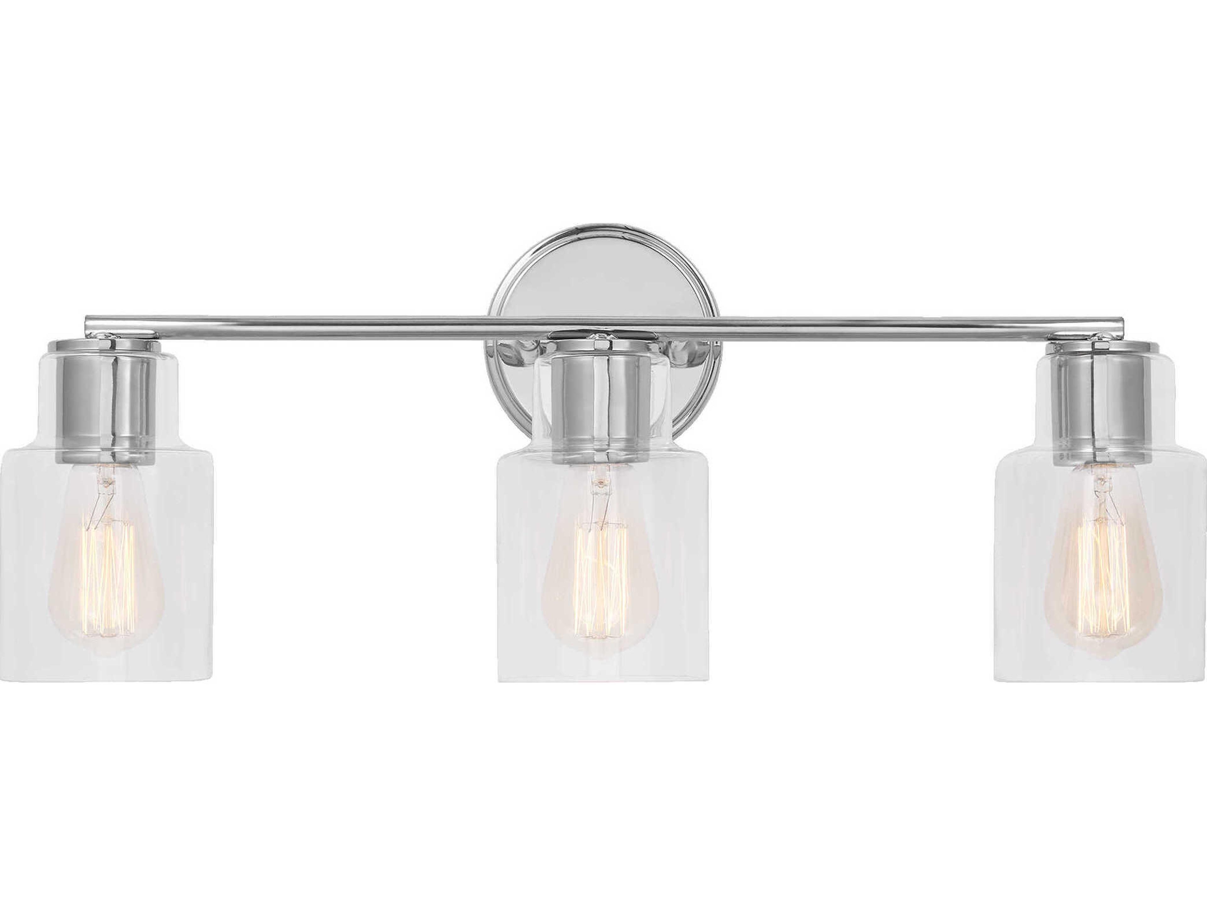 3-Light Bathroom Vanity Light Sayward Chrome Clear Glass