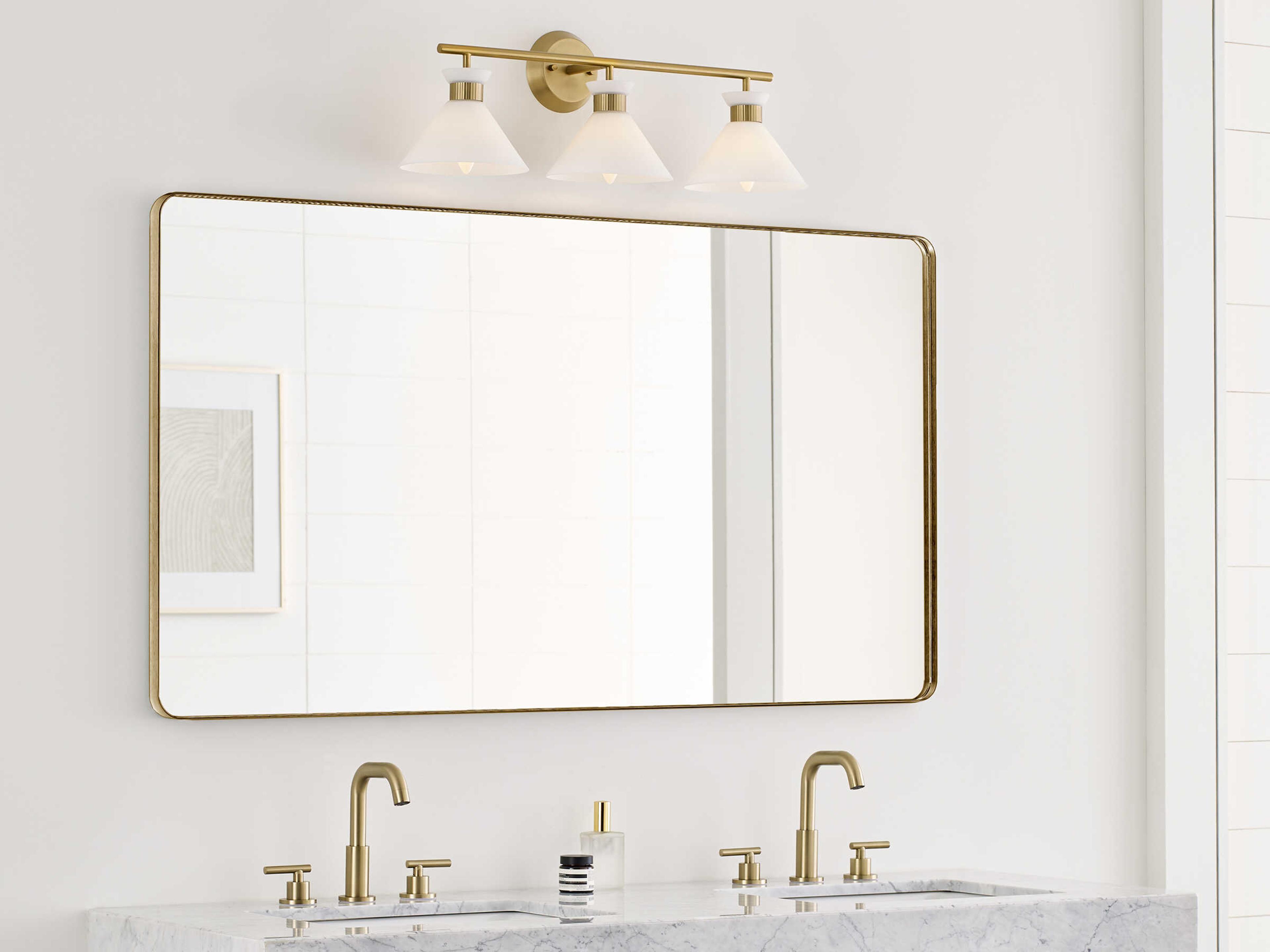 Visual Comfort Studio Belcarra 3-Light Satin Brass Vanity Light
