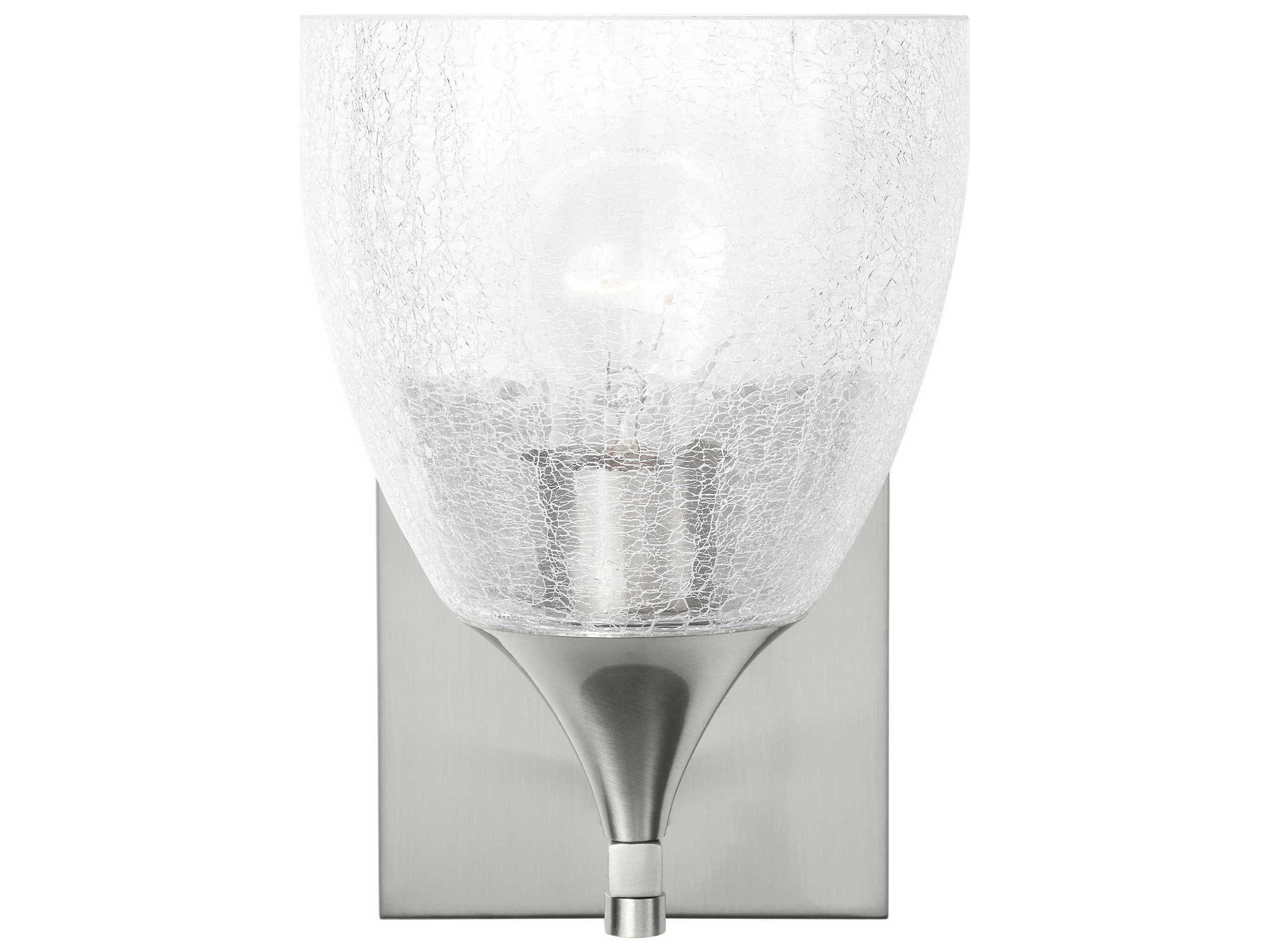 Toffino 1-Light Brushed Steel Wall Sconce with Clear Crackle Glass