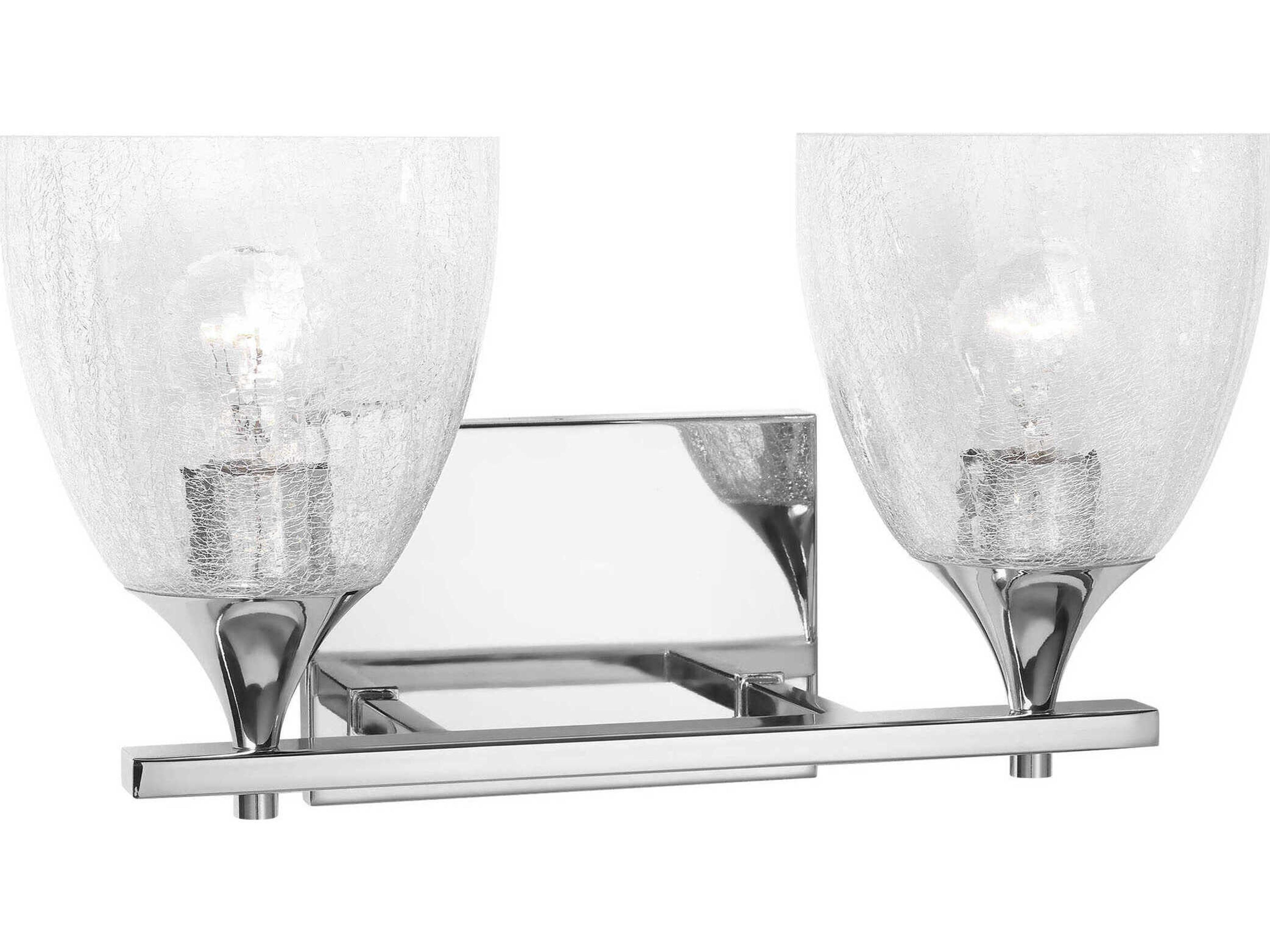 2 Light Vanity Light Drew and Jonathan Toffino Chrome Clear Crackle Glass