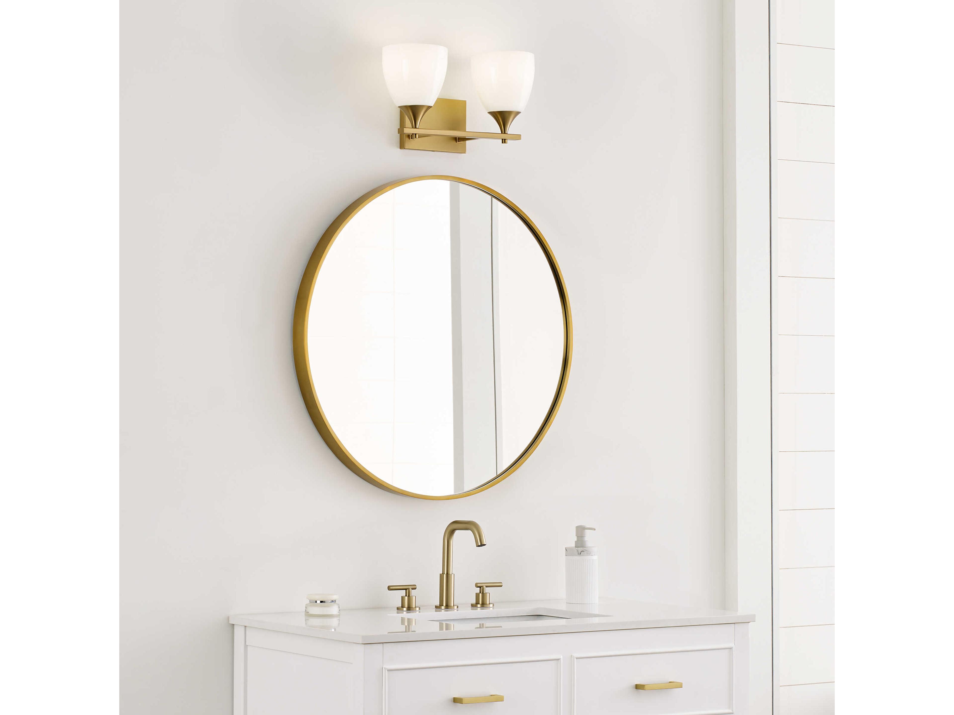 Visual Comfort Studio Toffino 2-Light Satin Brass Vanity Light