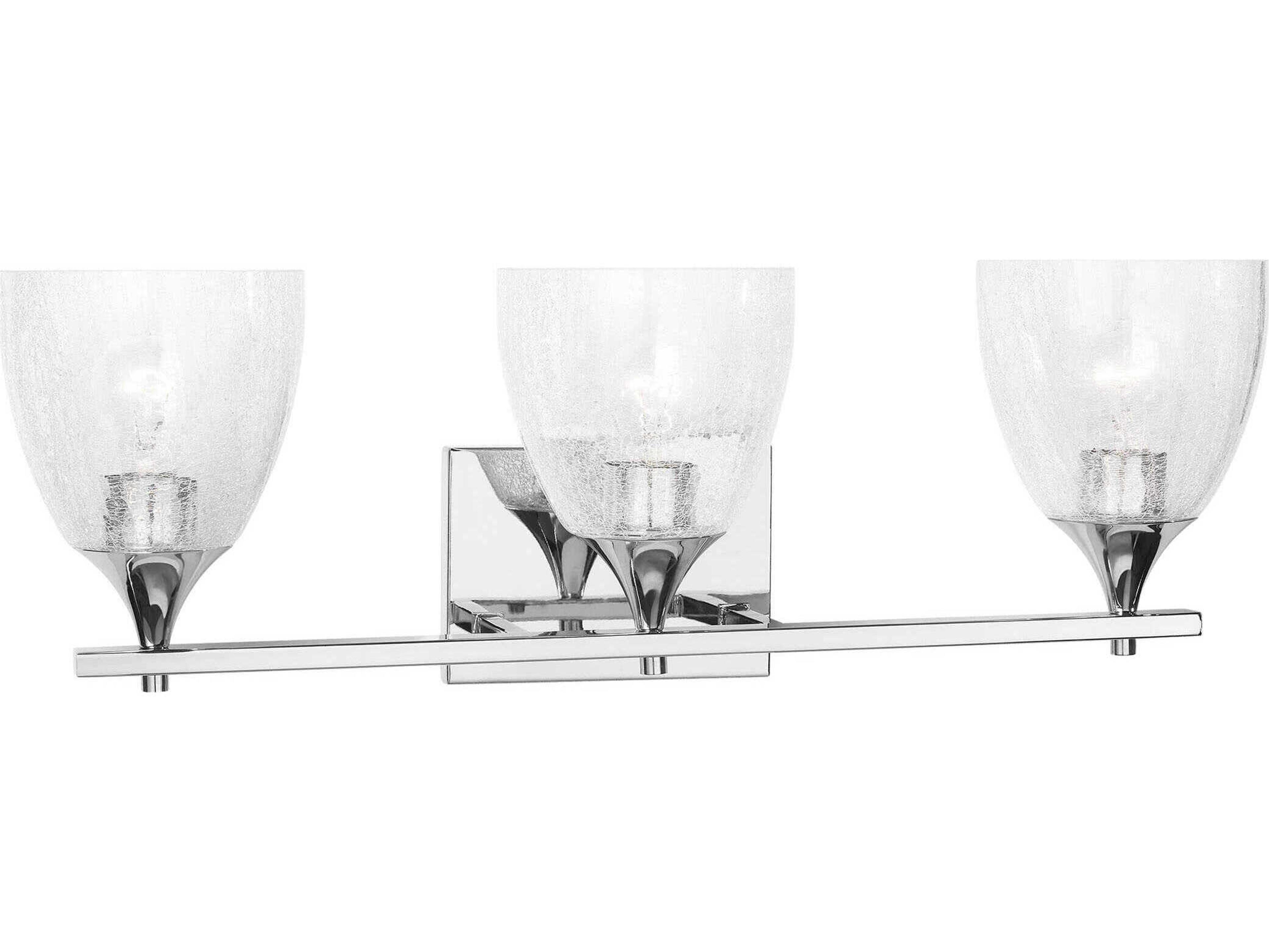 Toffino 3 Light Bath Vanity Light Chrome Clear Crackle Glass