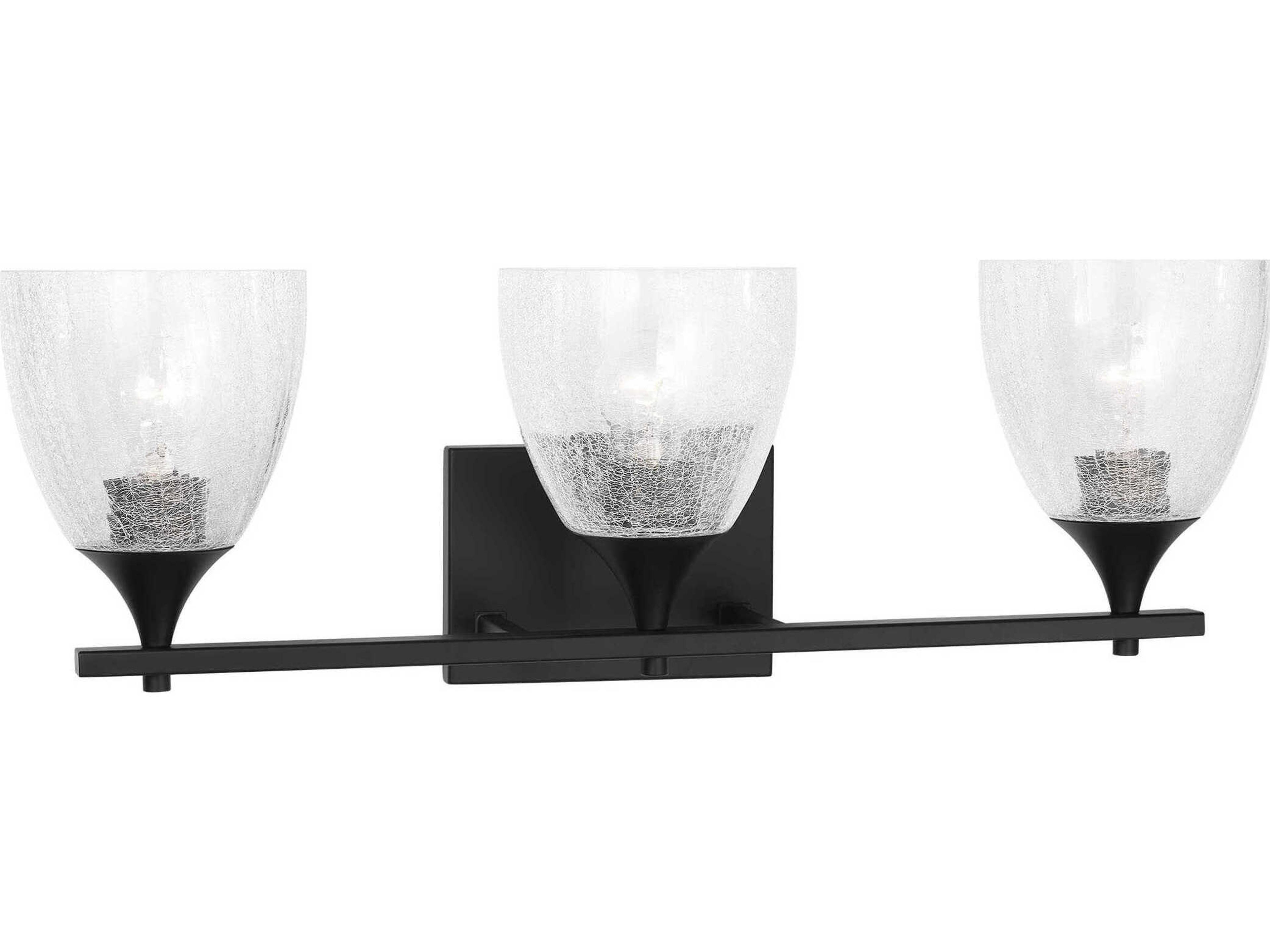 Toffino 3-Light Vanity Light Midnight Black Clear Crackle Glass