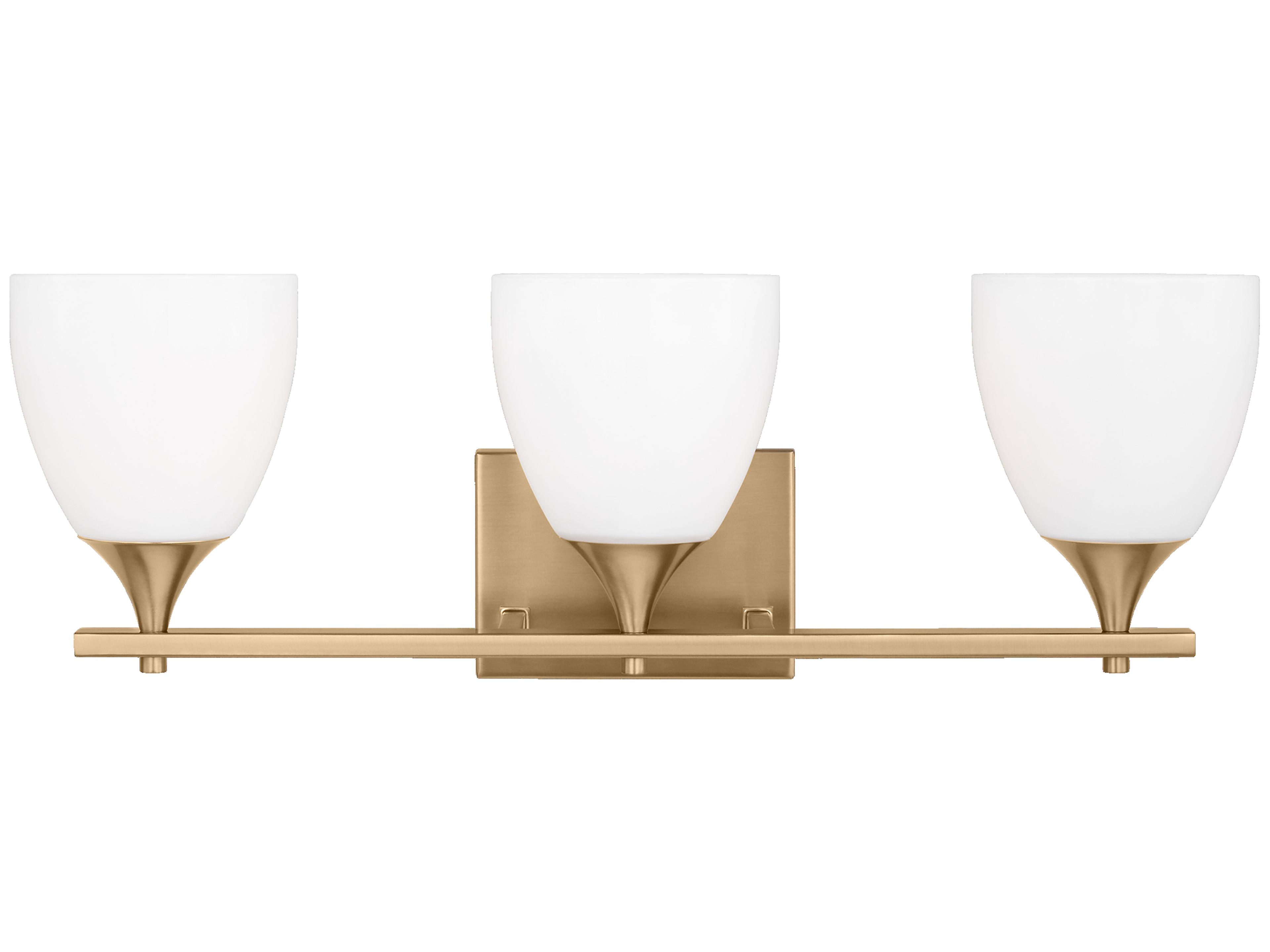 3 Light Bath Vanity Sconce Toffino Satin Brass Milk Glass