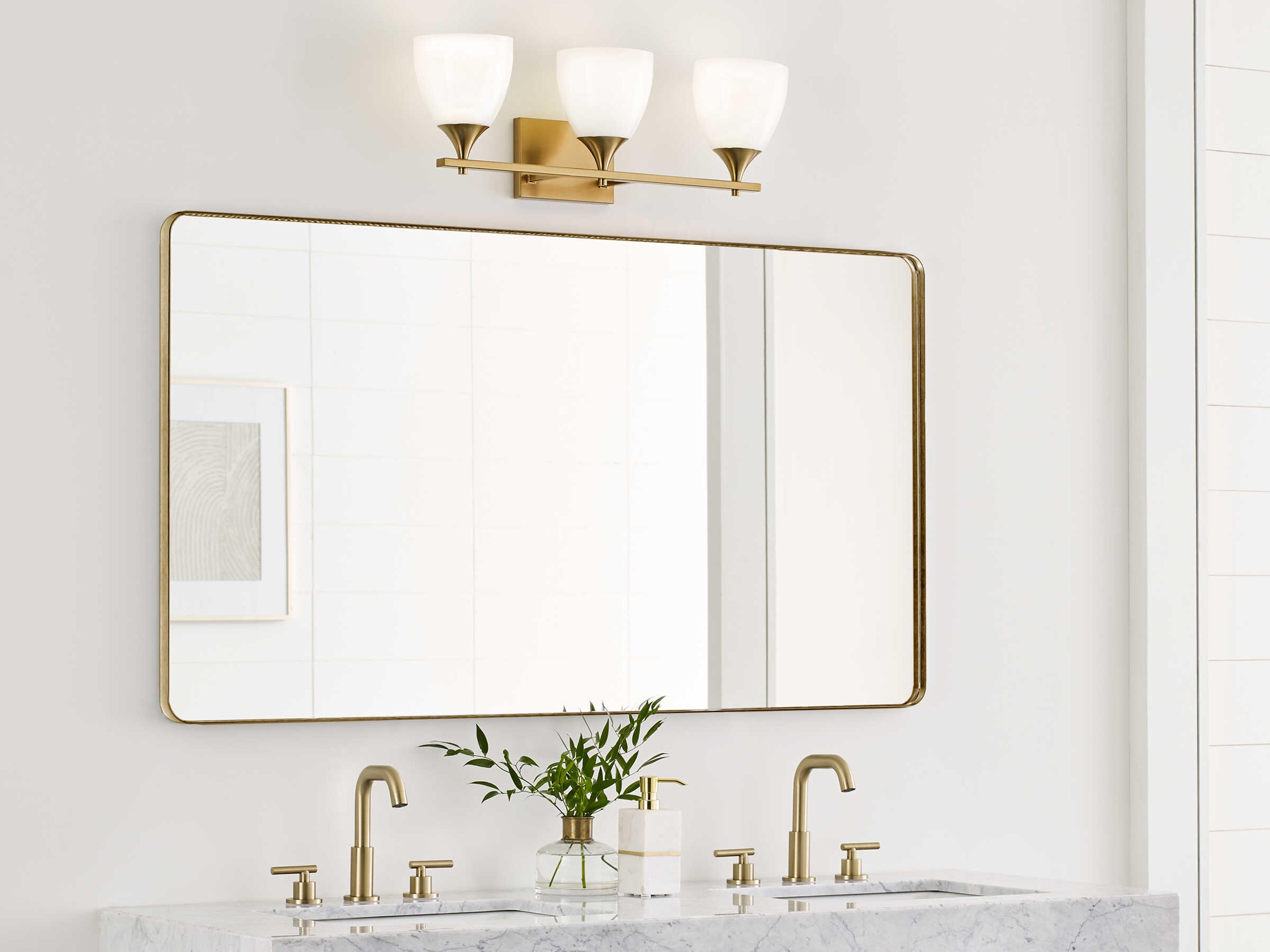 Visual Comfort Studio Toffino 3-Light Satin Brass Vanity Light