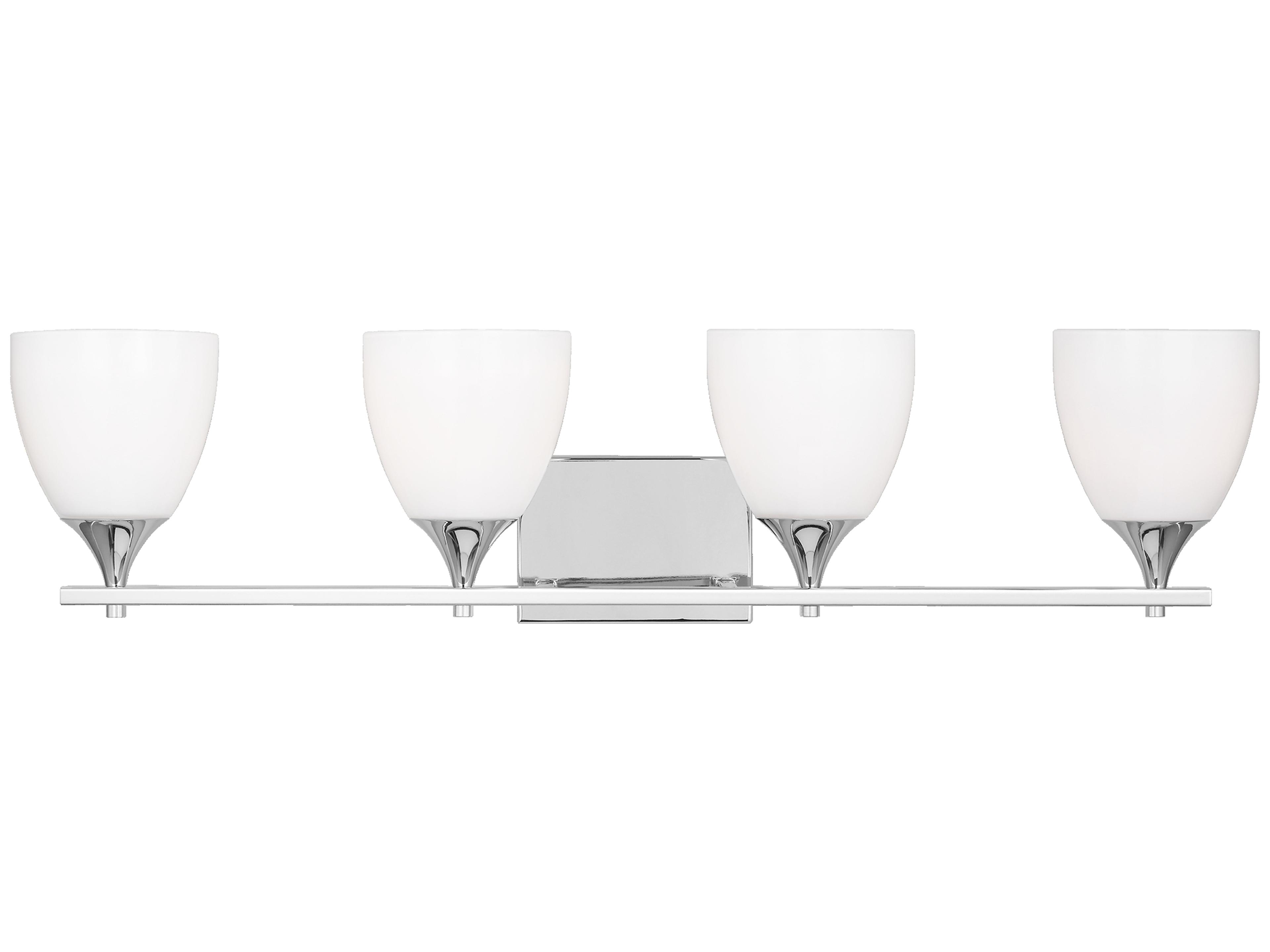 Toffino 4 Light 36 Inch Chrome Bath Vanity Light with Milk Glass