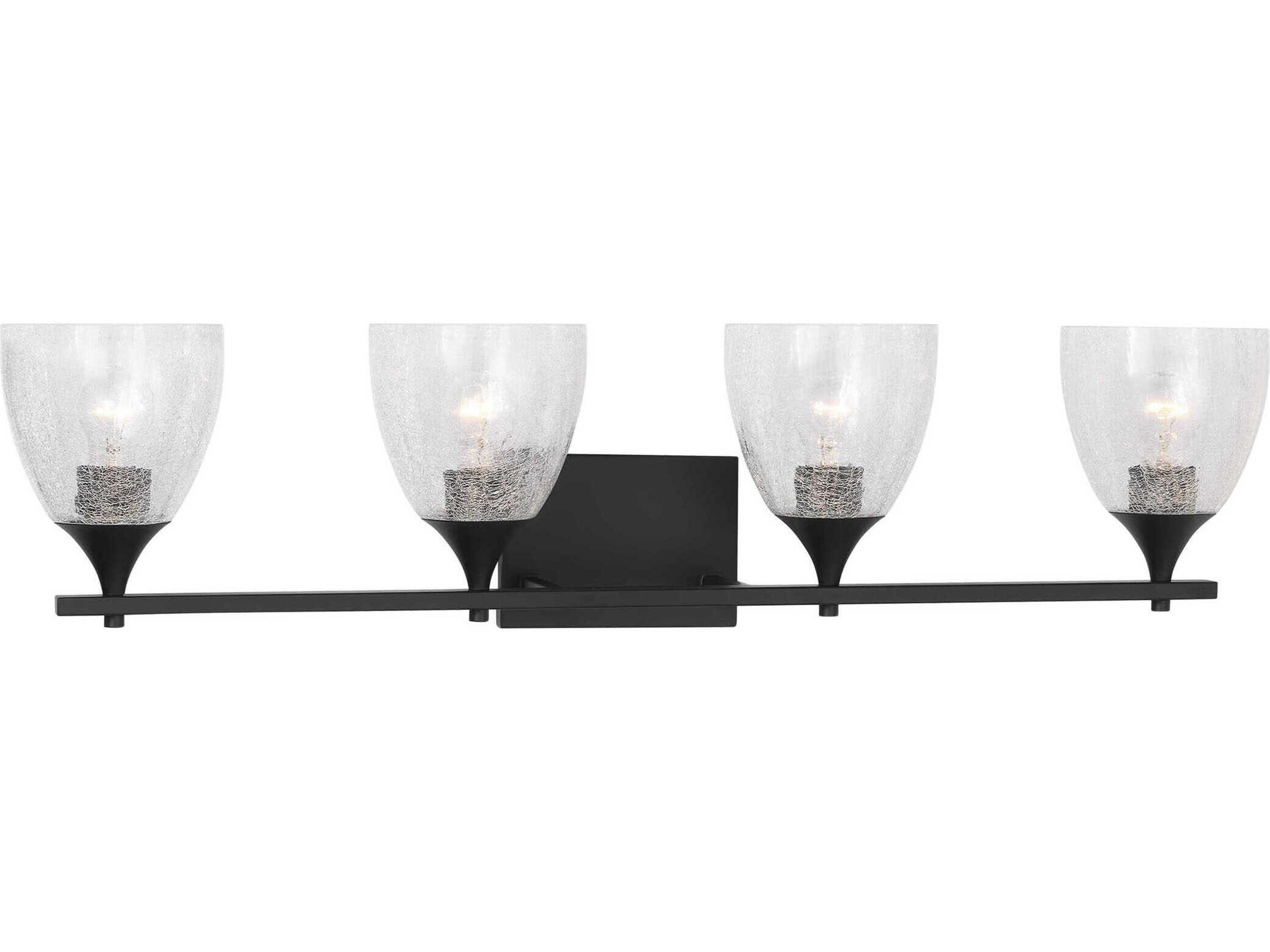 Toffino 4-Light Bath Vanity Midnight Black Clear Crackle Glass