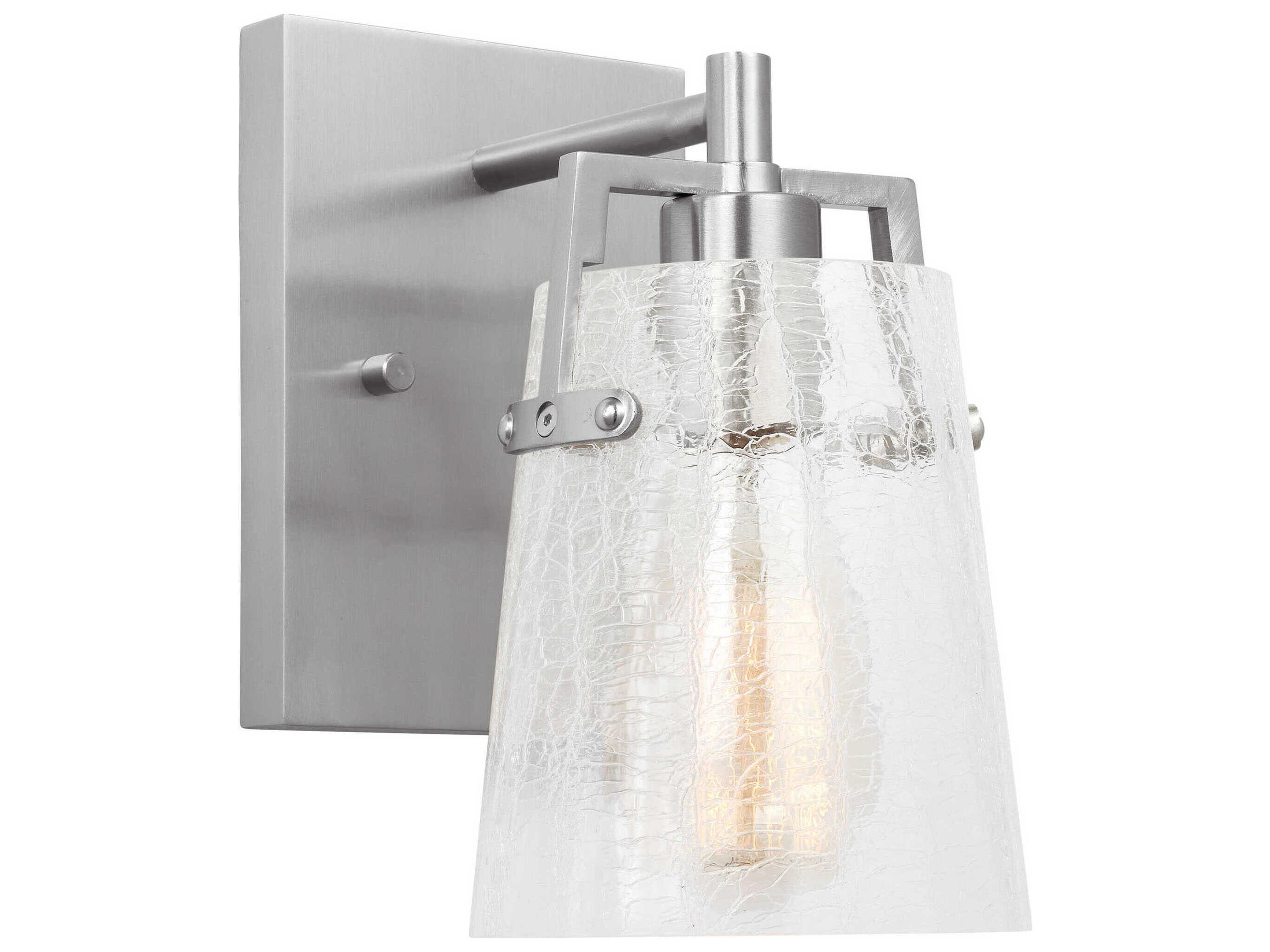Wall Sconce Crofton Brushed Steel Crackle Glass