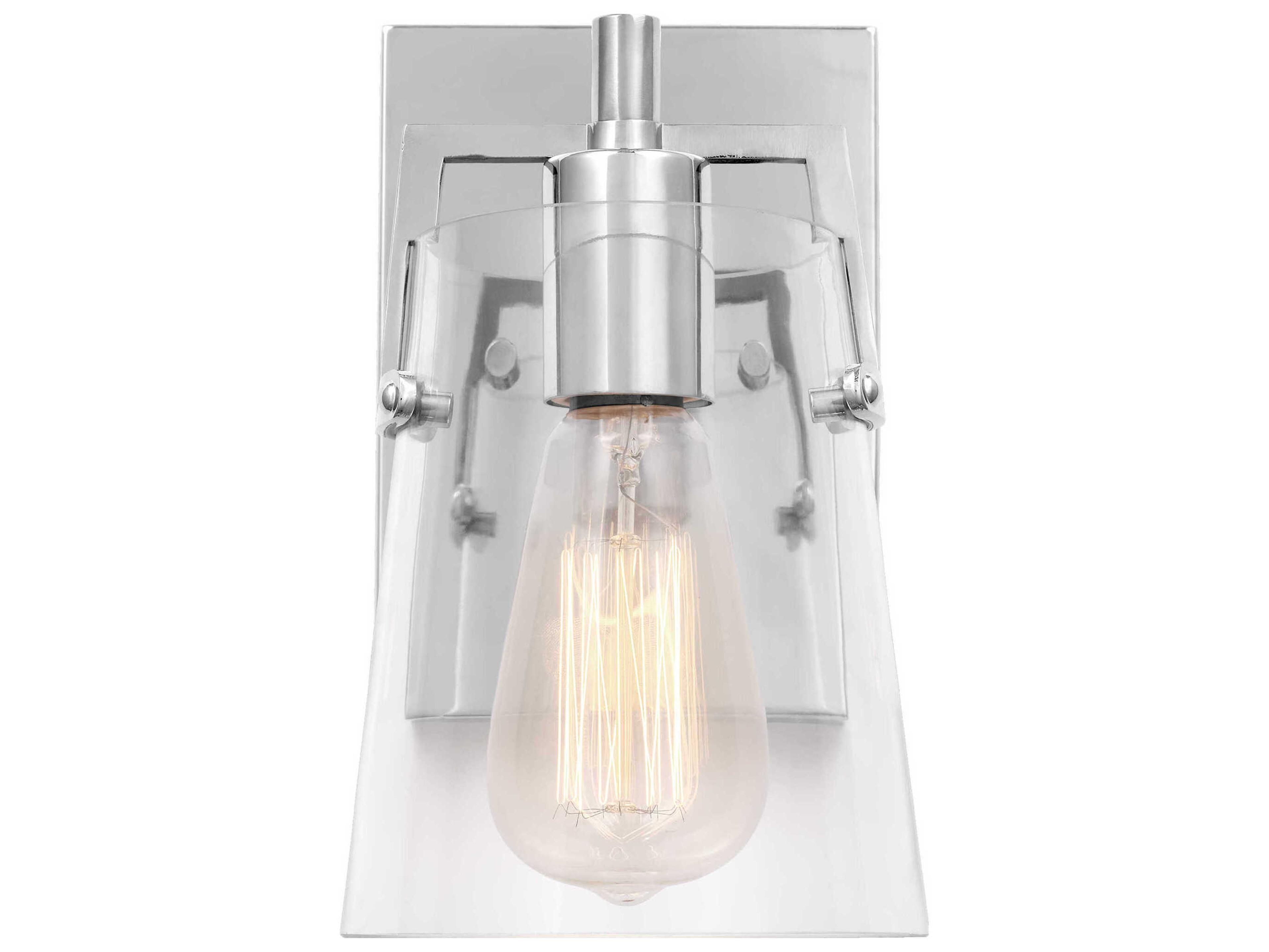 Crofton 1 Light Wall Sconce Chrome Clear Glass