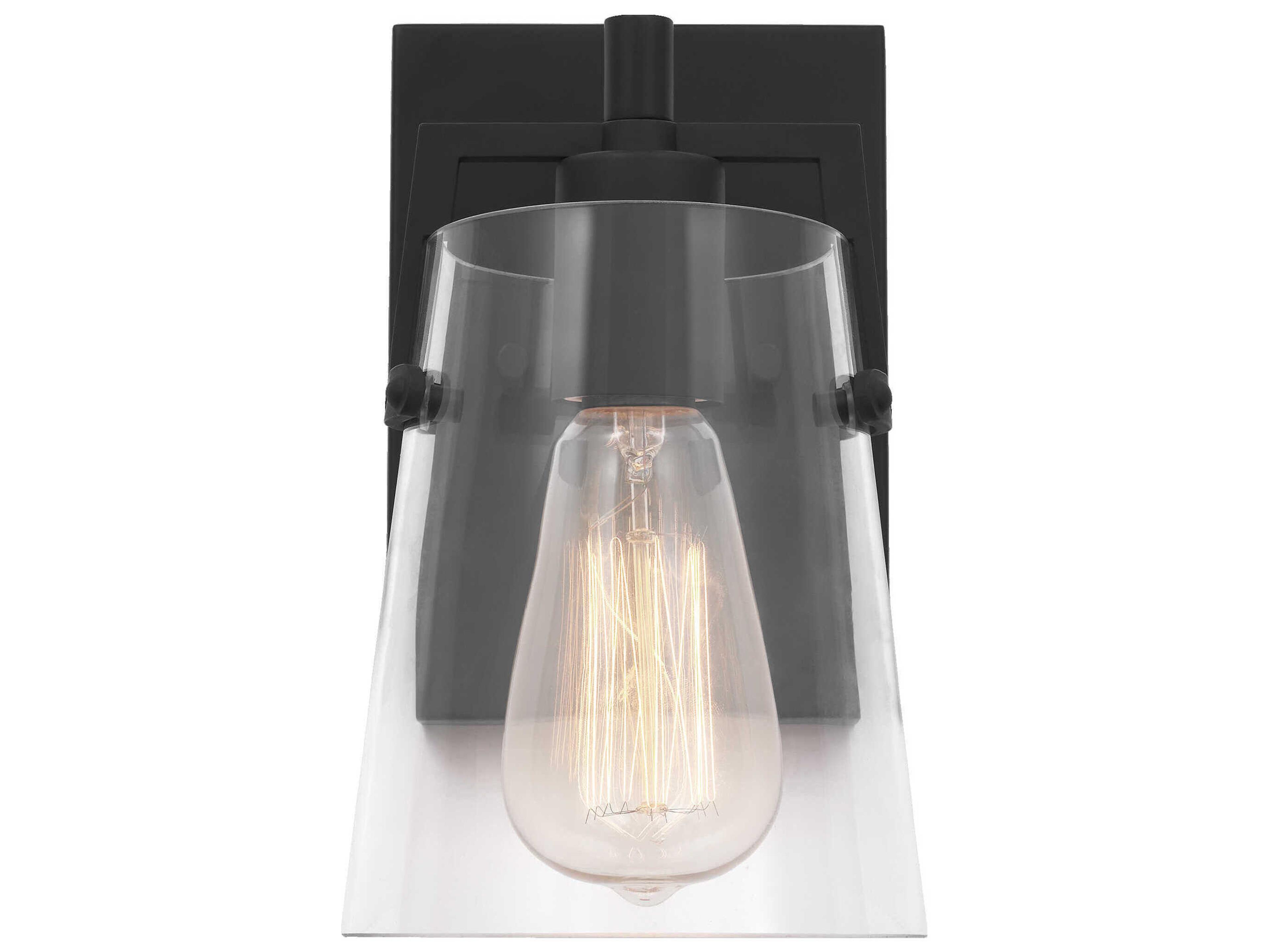 Crofton Wall Sconce Midnight Black Clear Glass