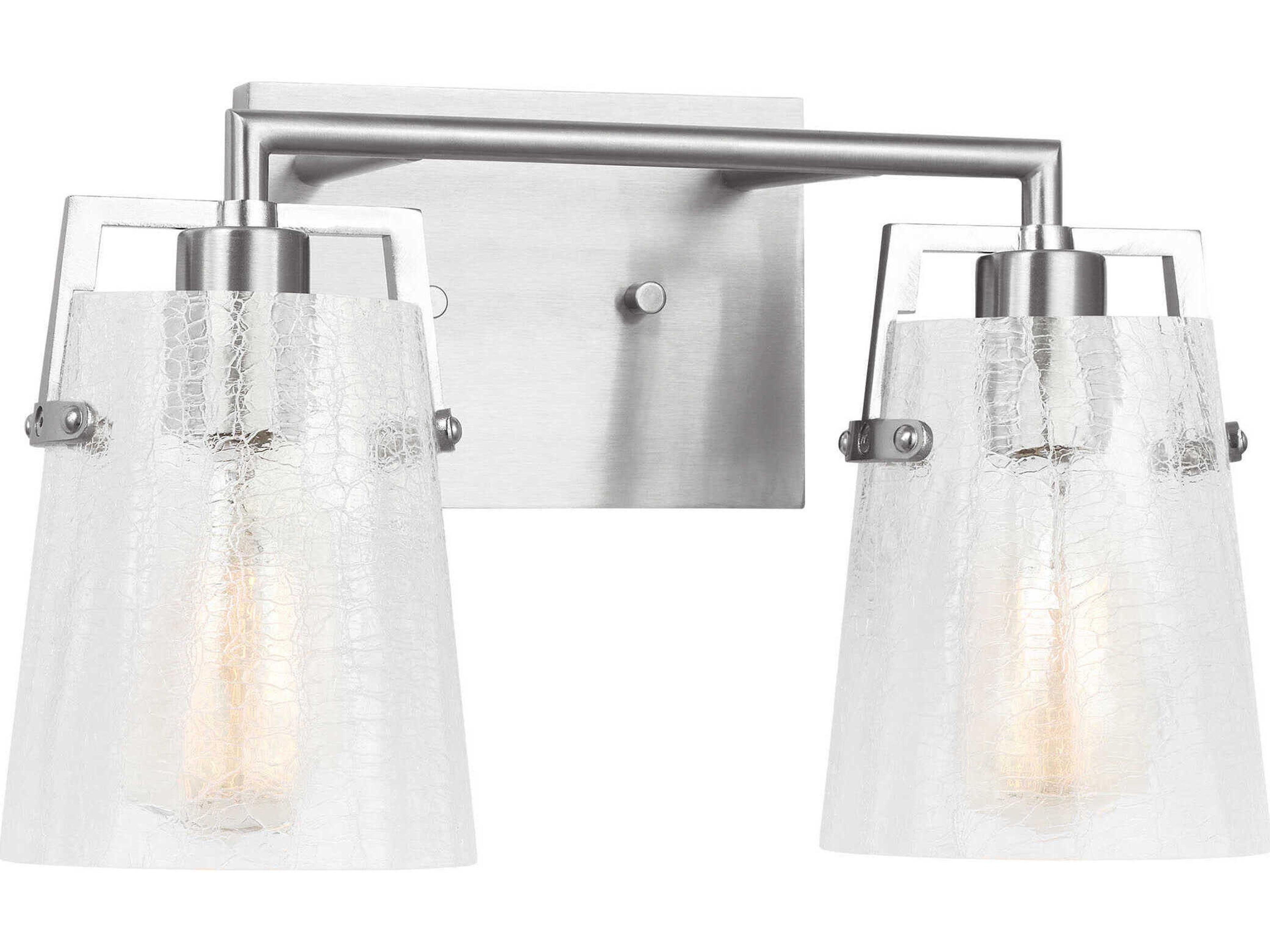 Crofton 2-Light Bathroom Vanity Light with Clear Crackle Glass