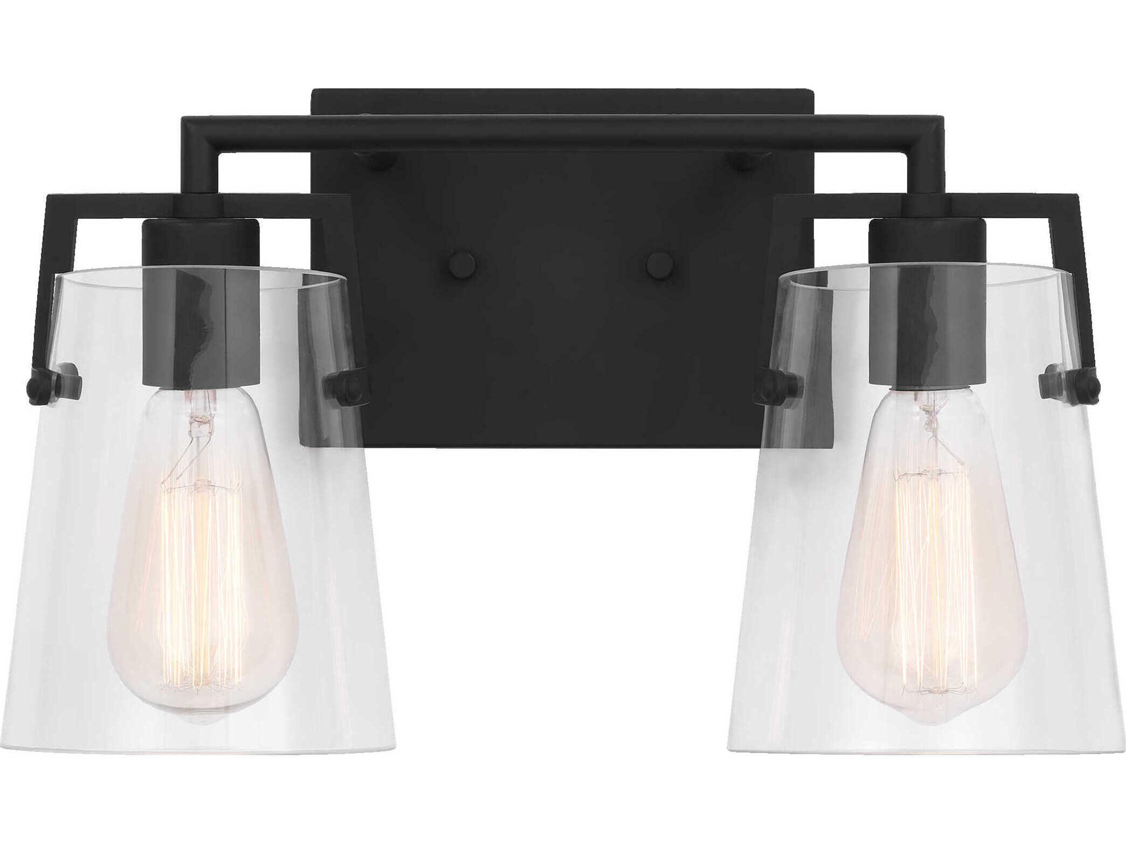 2-Light Bathroom Vanity Light Crofton Midnight Black Clear Glass