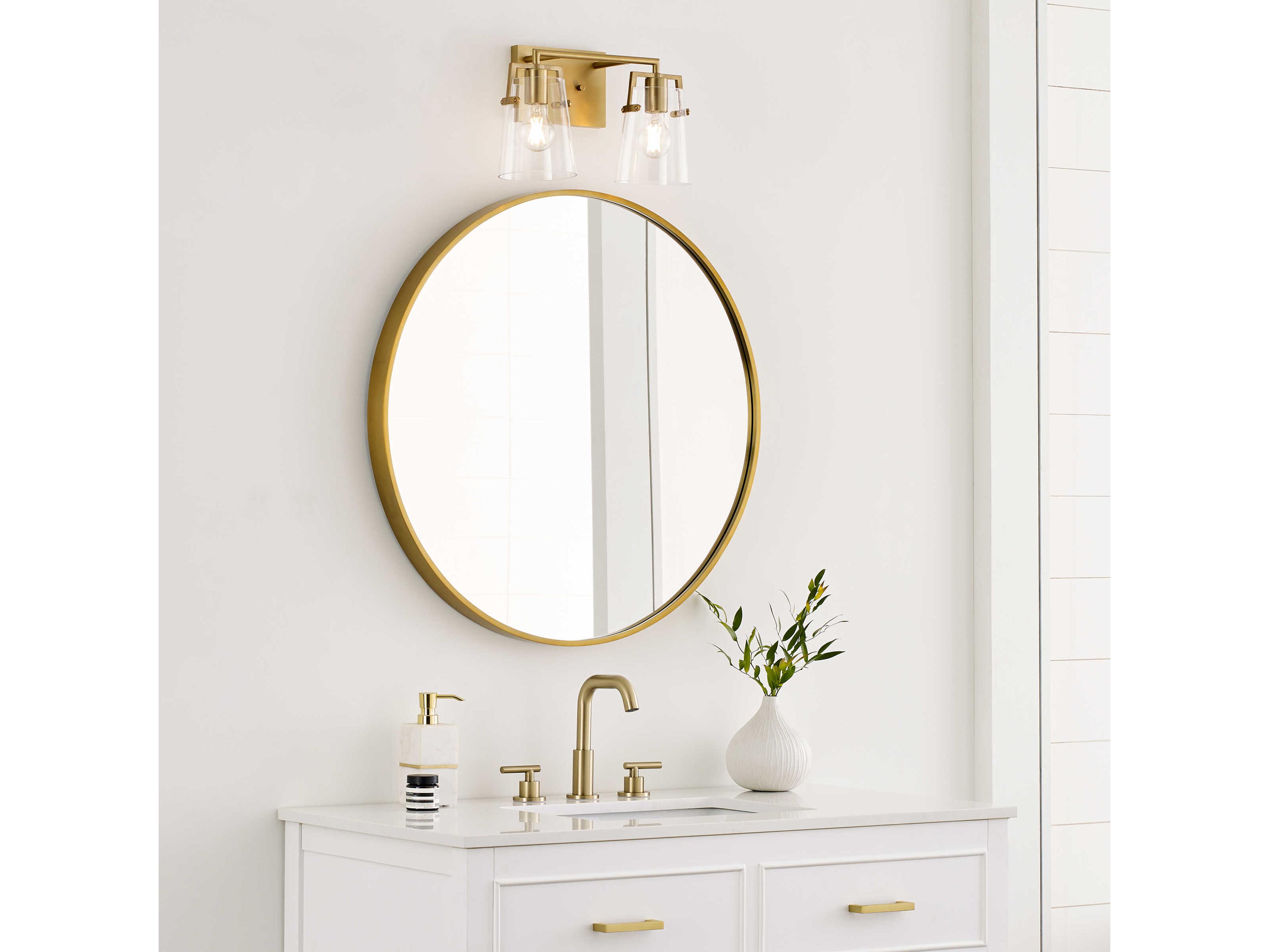 Visual Comfort Studio Crofton 2-Light Satin Brass Vanity Light