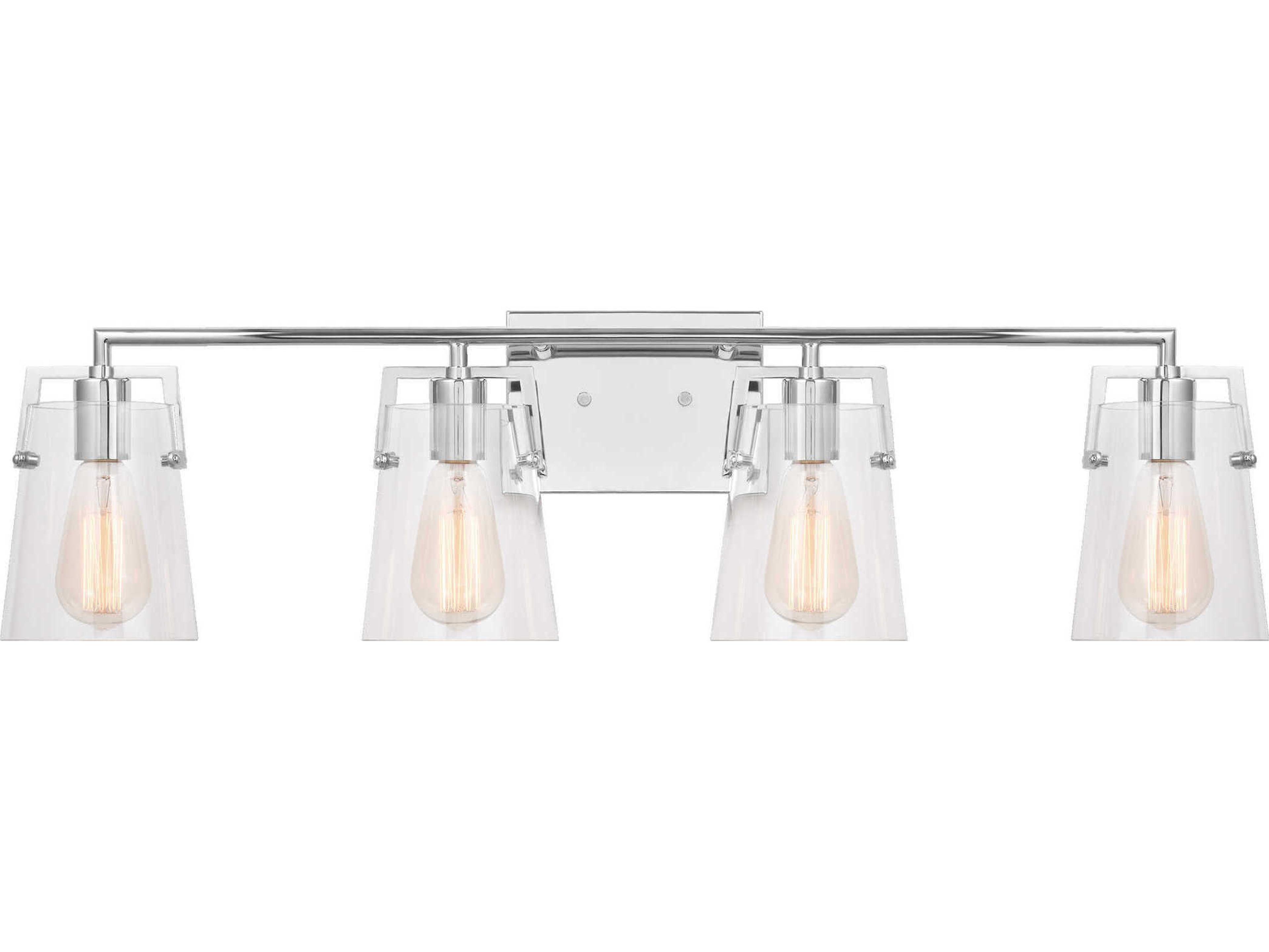 4-Light Bathroom Vanity Light Drew and Jonathan Crofton Chrome Clear Glass