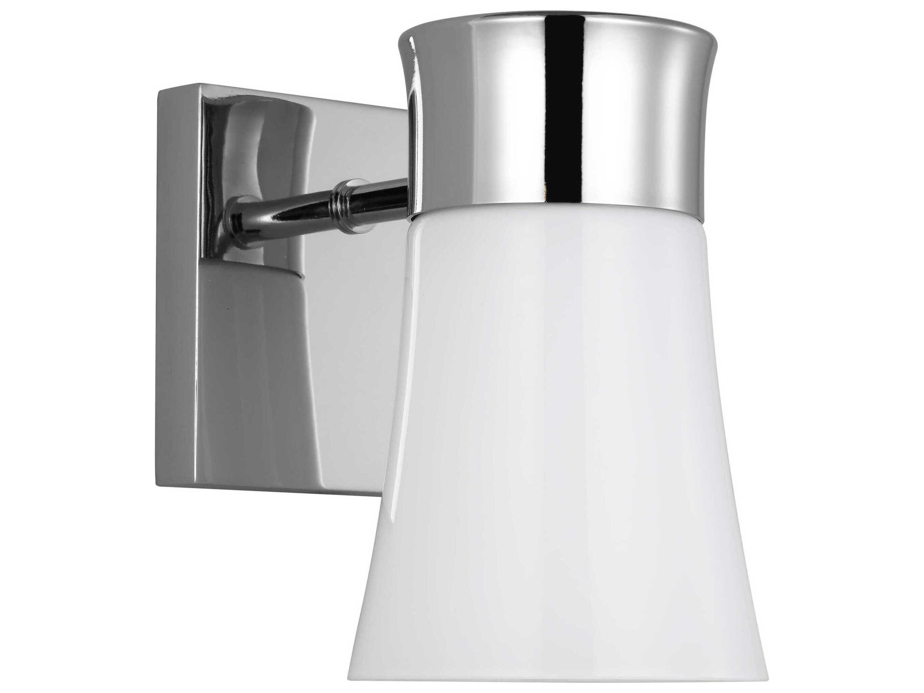 Roy 1 Light Vanity Wall Sconce Chrome Milk Glass