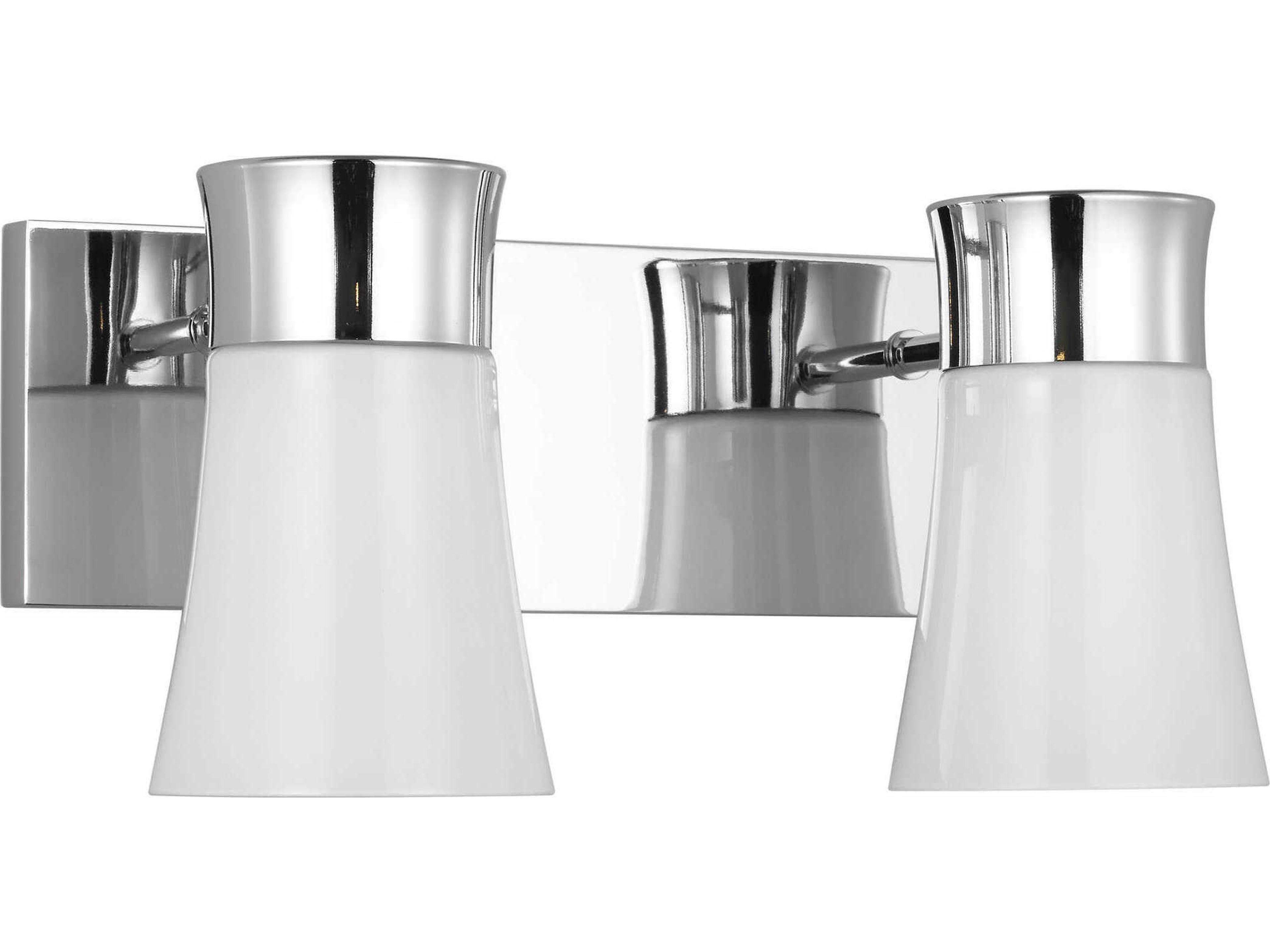Roy 2 Light Bathroom Vanity Light Chrome Milk Glass