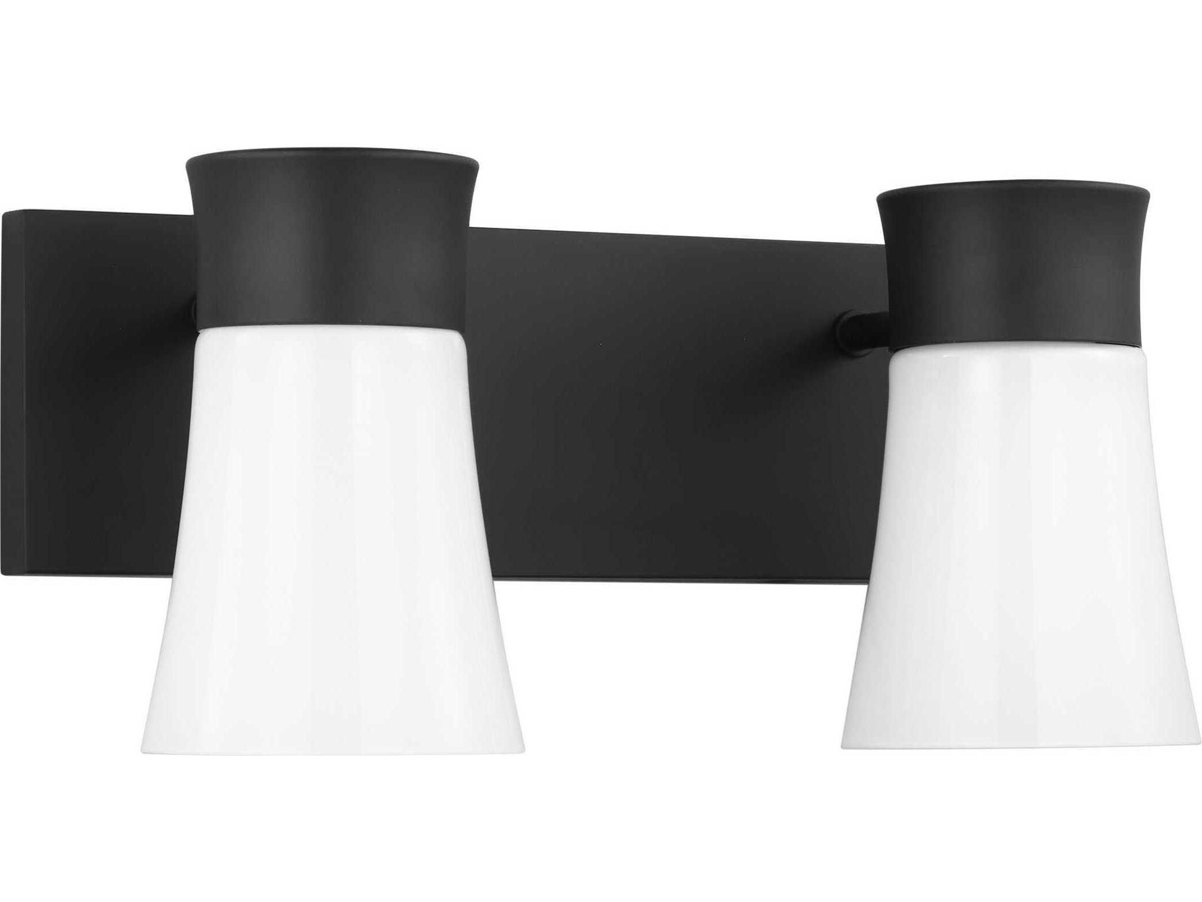 Roy 2 Light Vanity Light Midnight Black Milk Glass