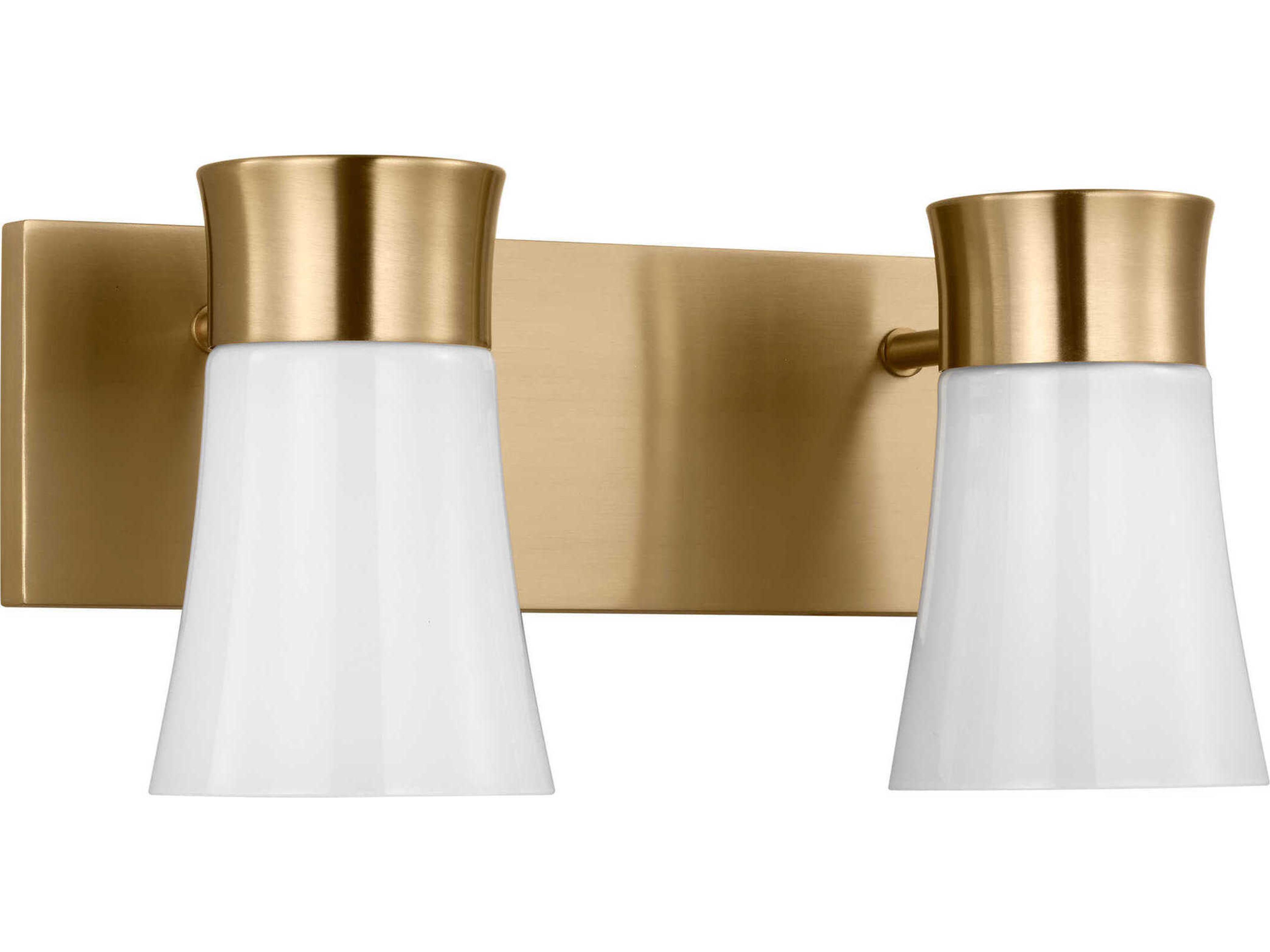 Roy 2 Light Bathroom Vanity Light Satin Brass Milk Glass