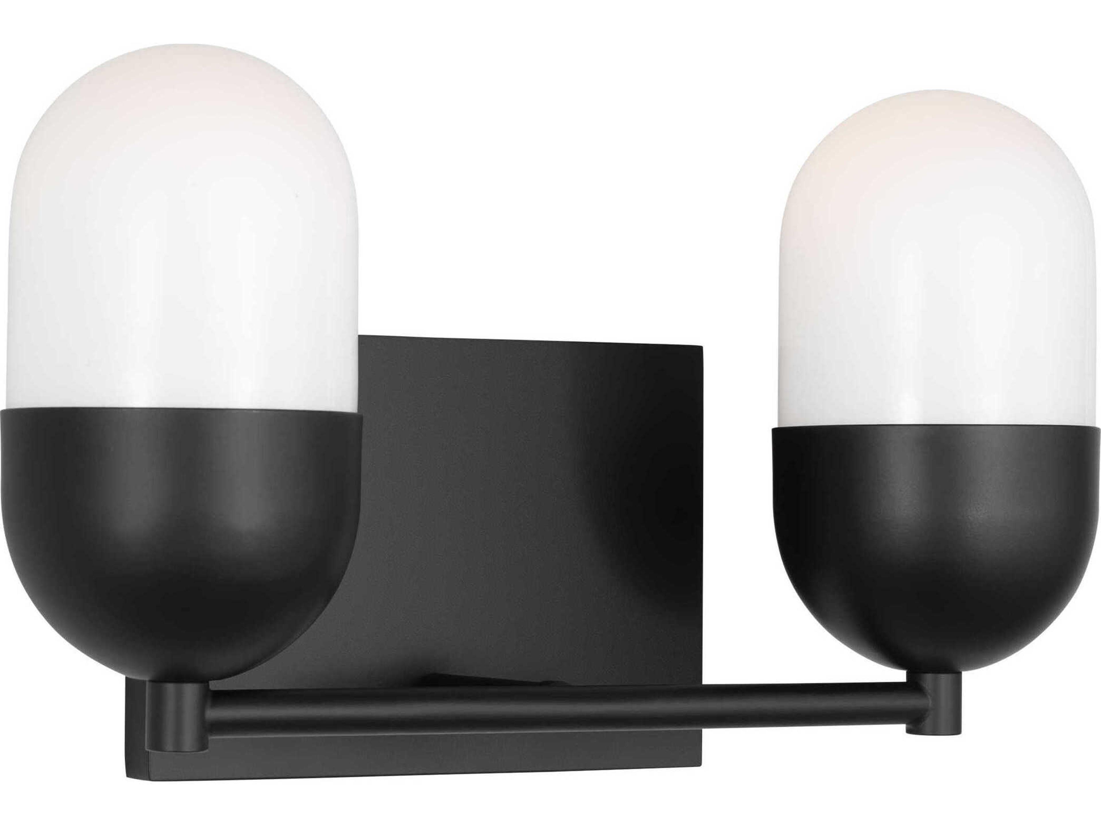 2 Light Bath Vanity Light Foster Midnight Black Milk Glass