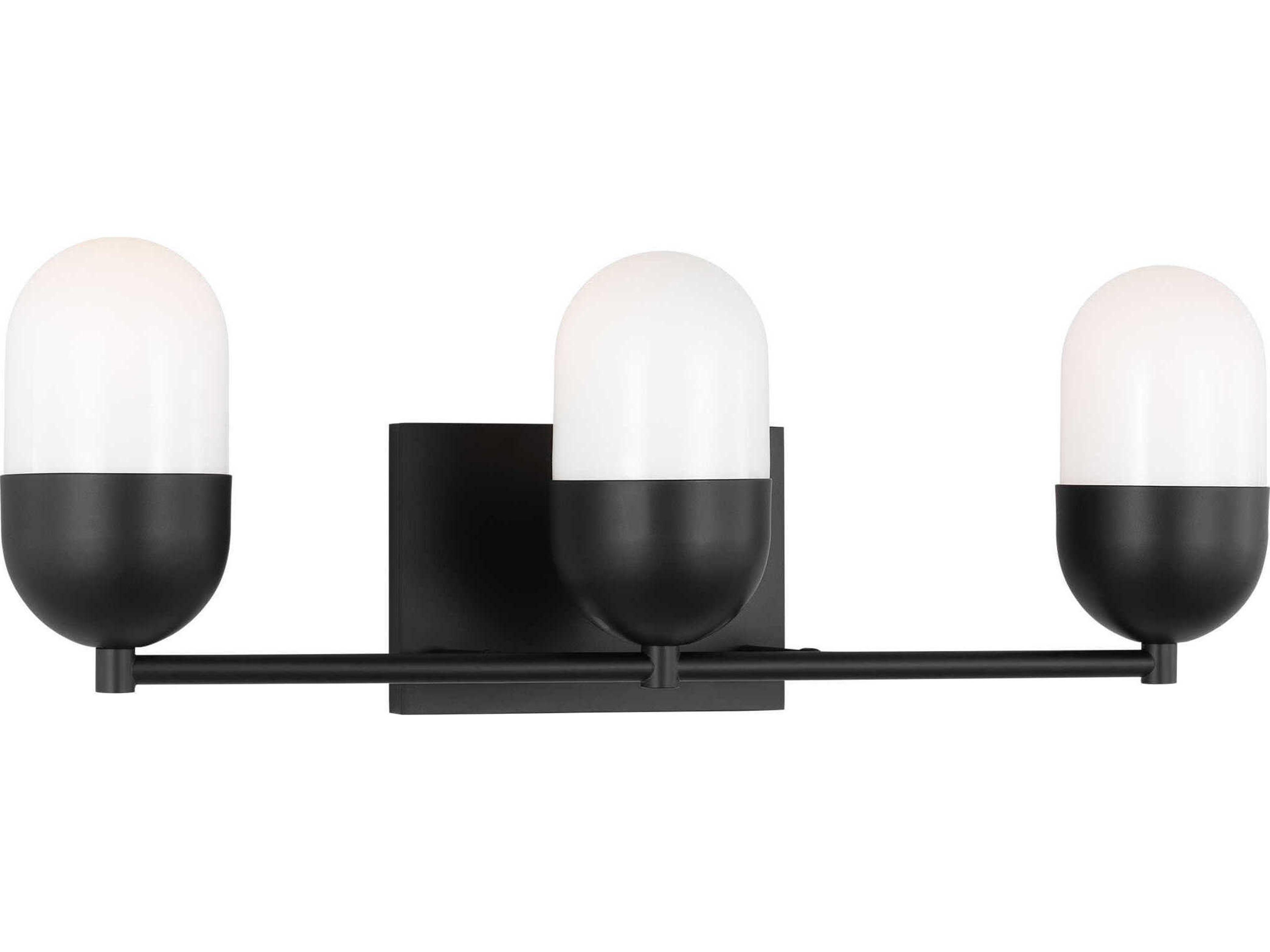 Foster 3 Light Bath Vanity Light Midnight Black Milk Glass