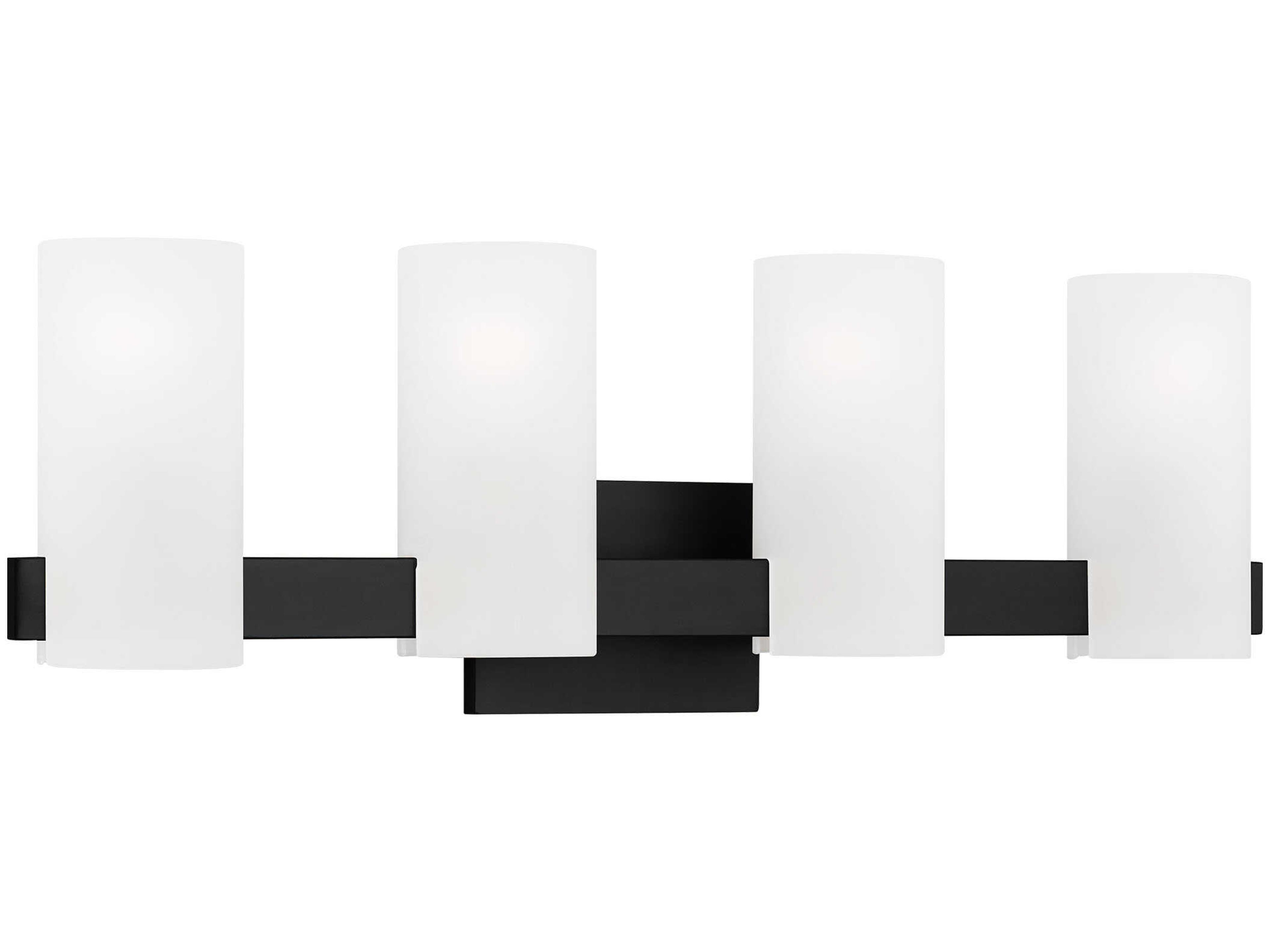 Rhode 4 Light Bath Vanity Light Midnight Black Etched Glass