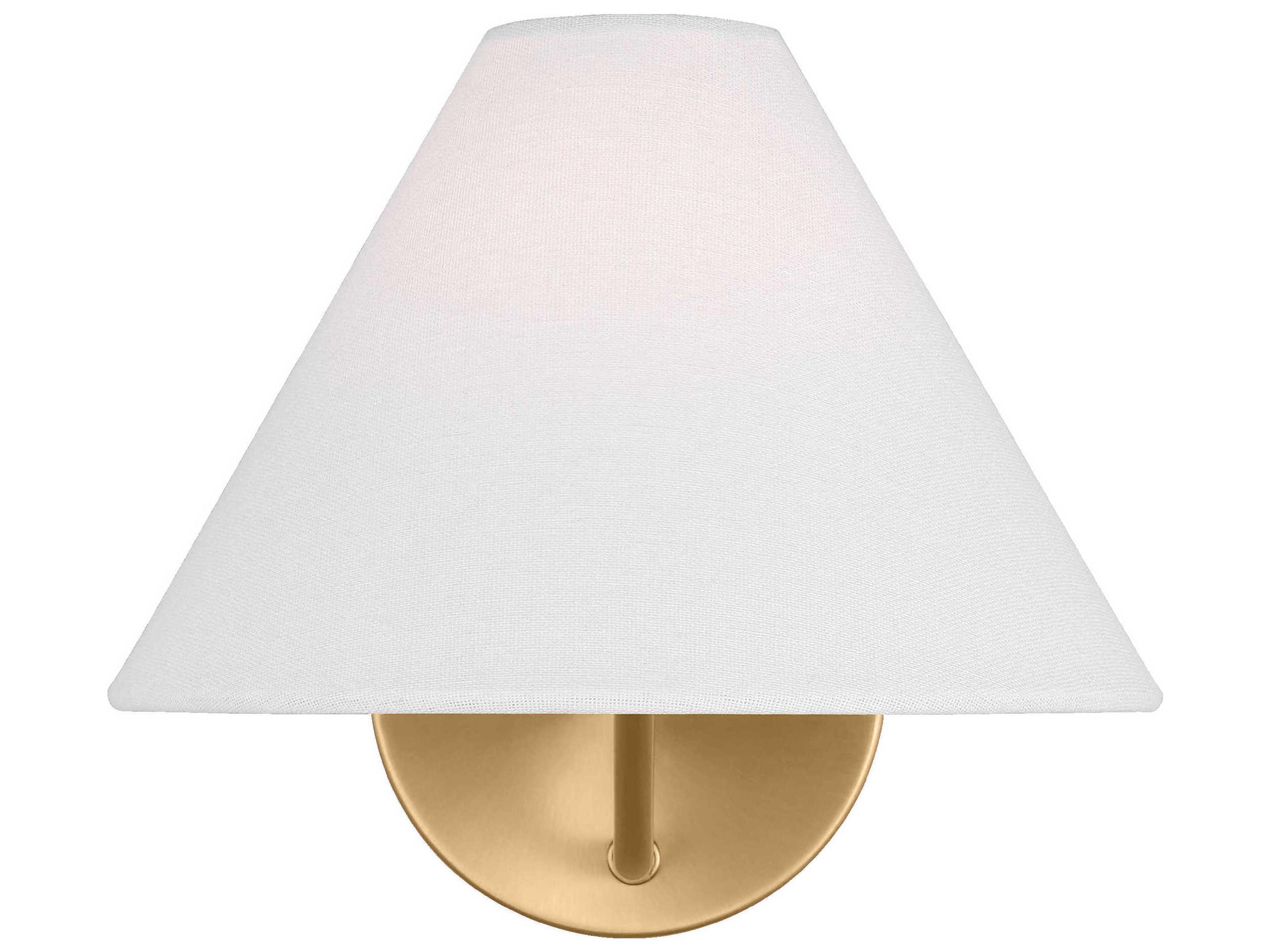Burke 1 Light Wall Sconce Satin Brass White Linen Shade