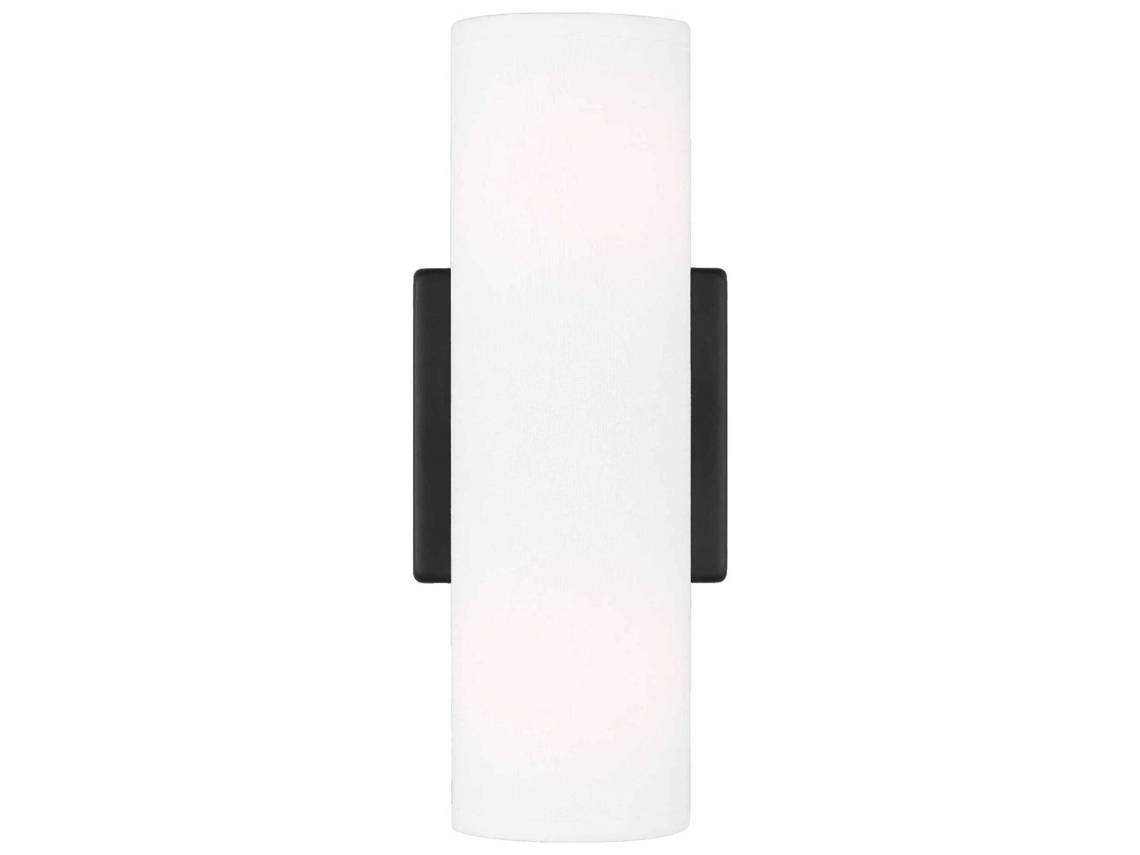 Capalino 2 Light Wall Sconce Midnight Black White Linen Shade
