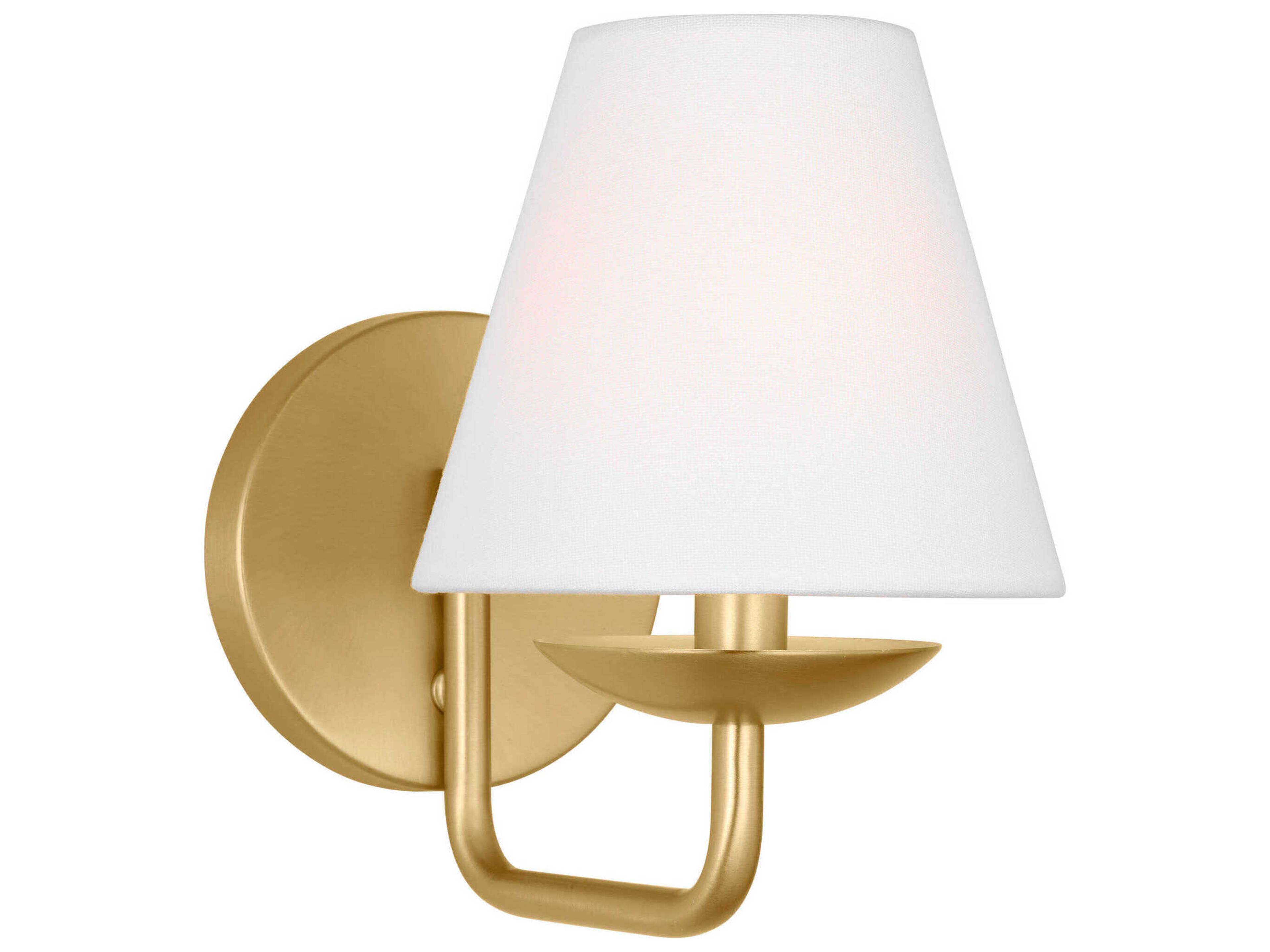 Albion Wall Sconce Satin Brass White Linen Shade