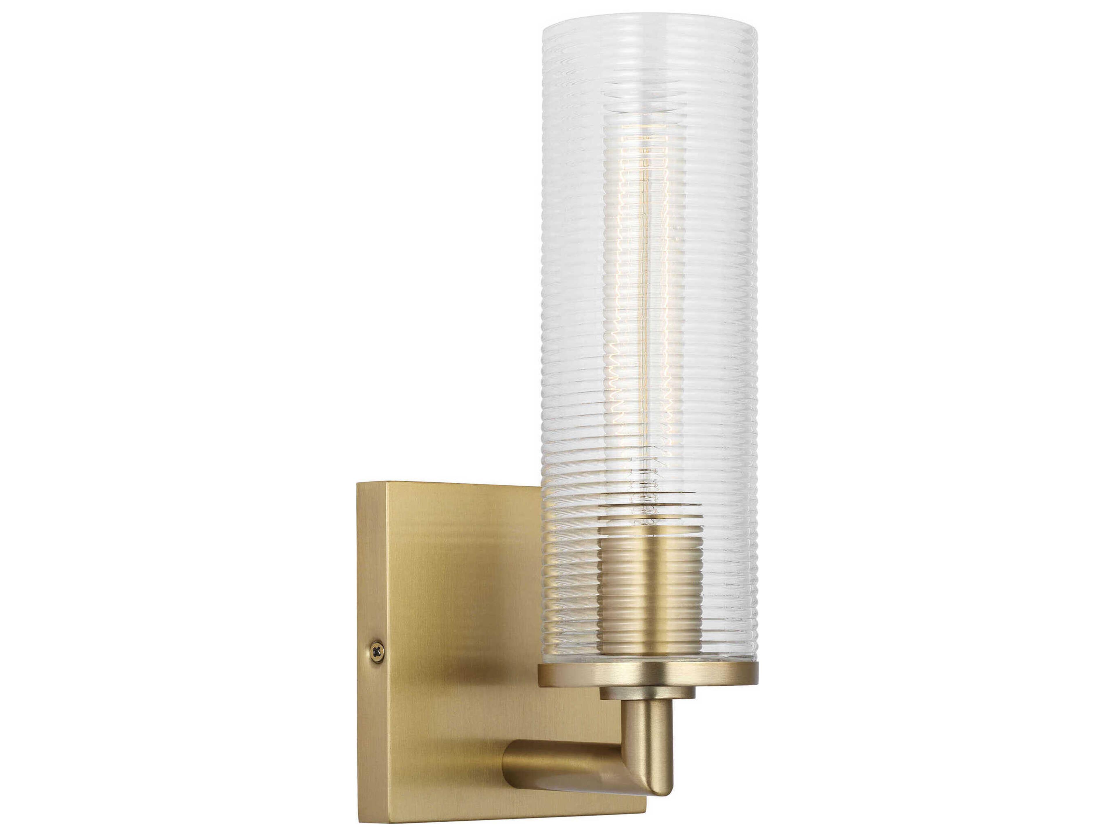 Sarita 1-Light Wall Sconce Satin Brass Clear Ribbed Glass