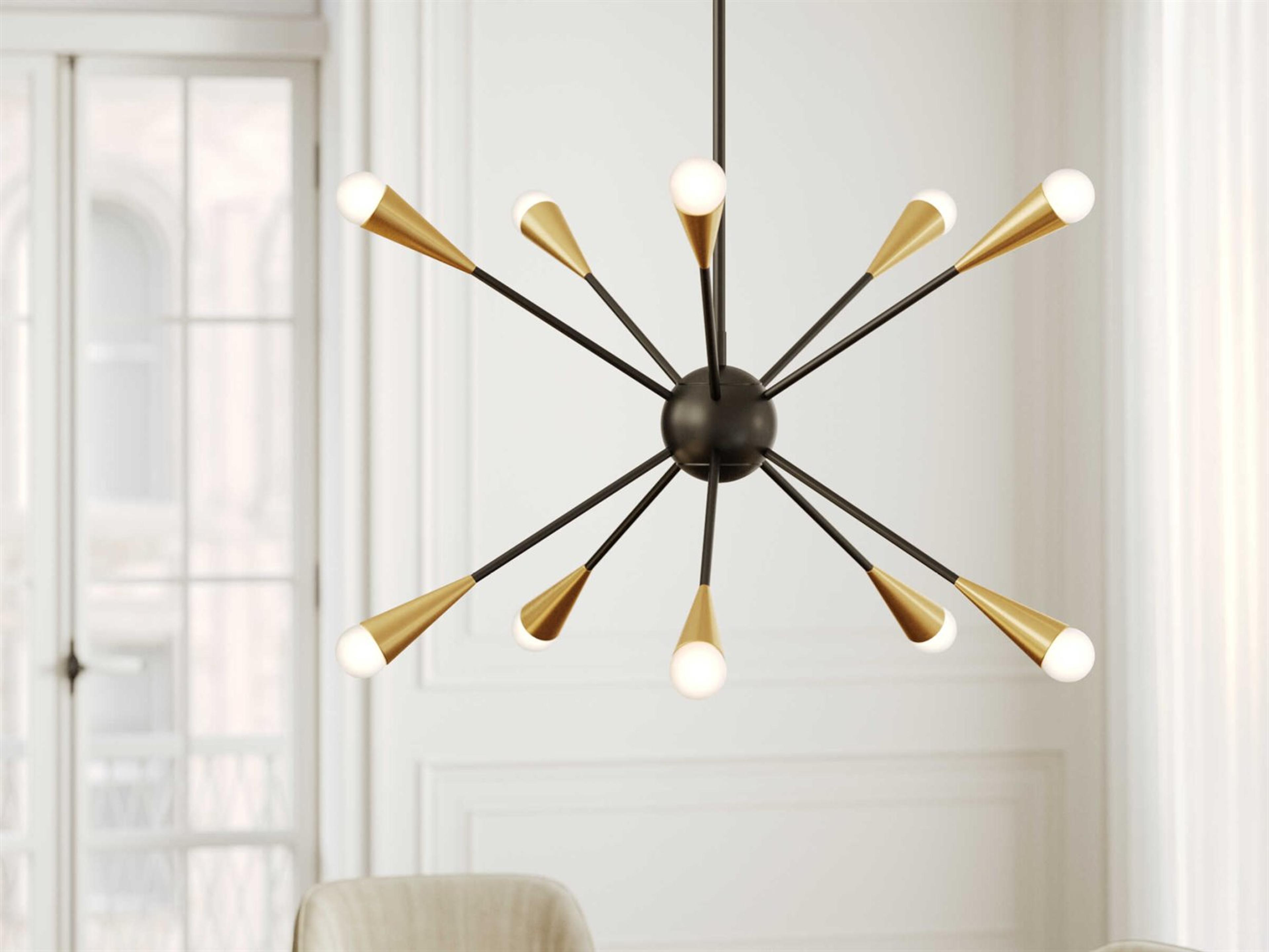 Visual Comfort Studio Jax 10-Light Midnight Black Candelabra Sputnik Chandelier