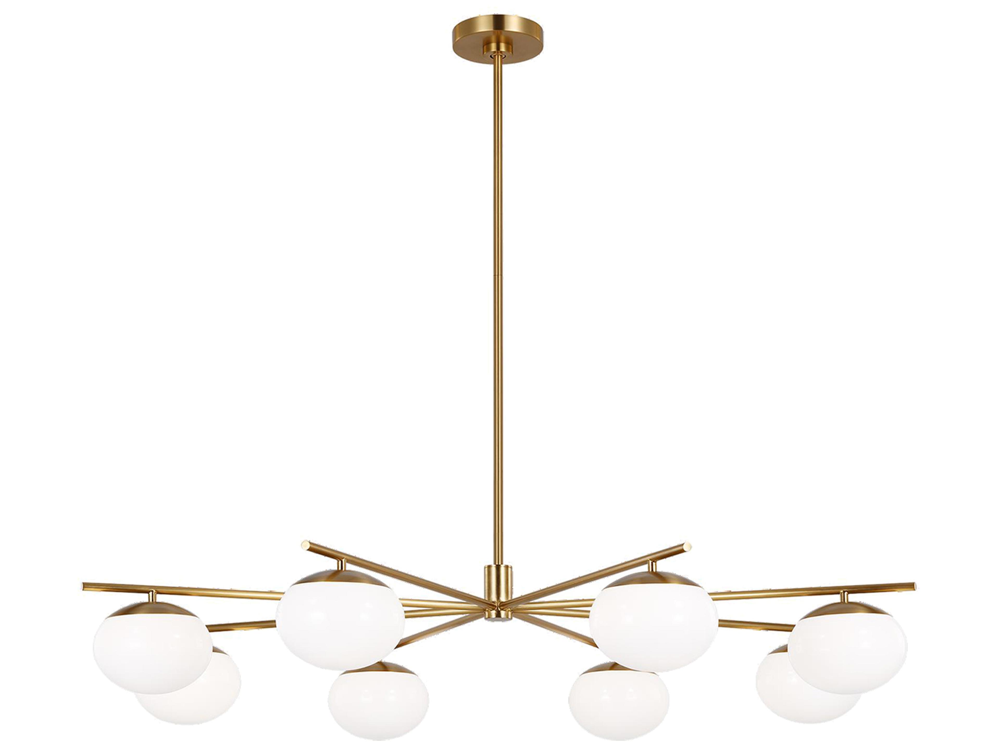 Lune 8 Light Chandelier Burnished Brass Milk White Glass