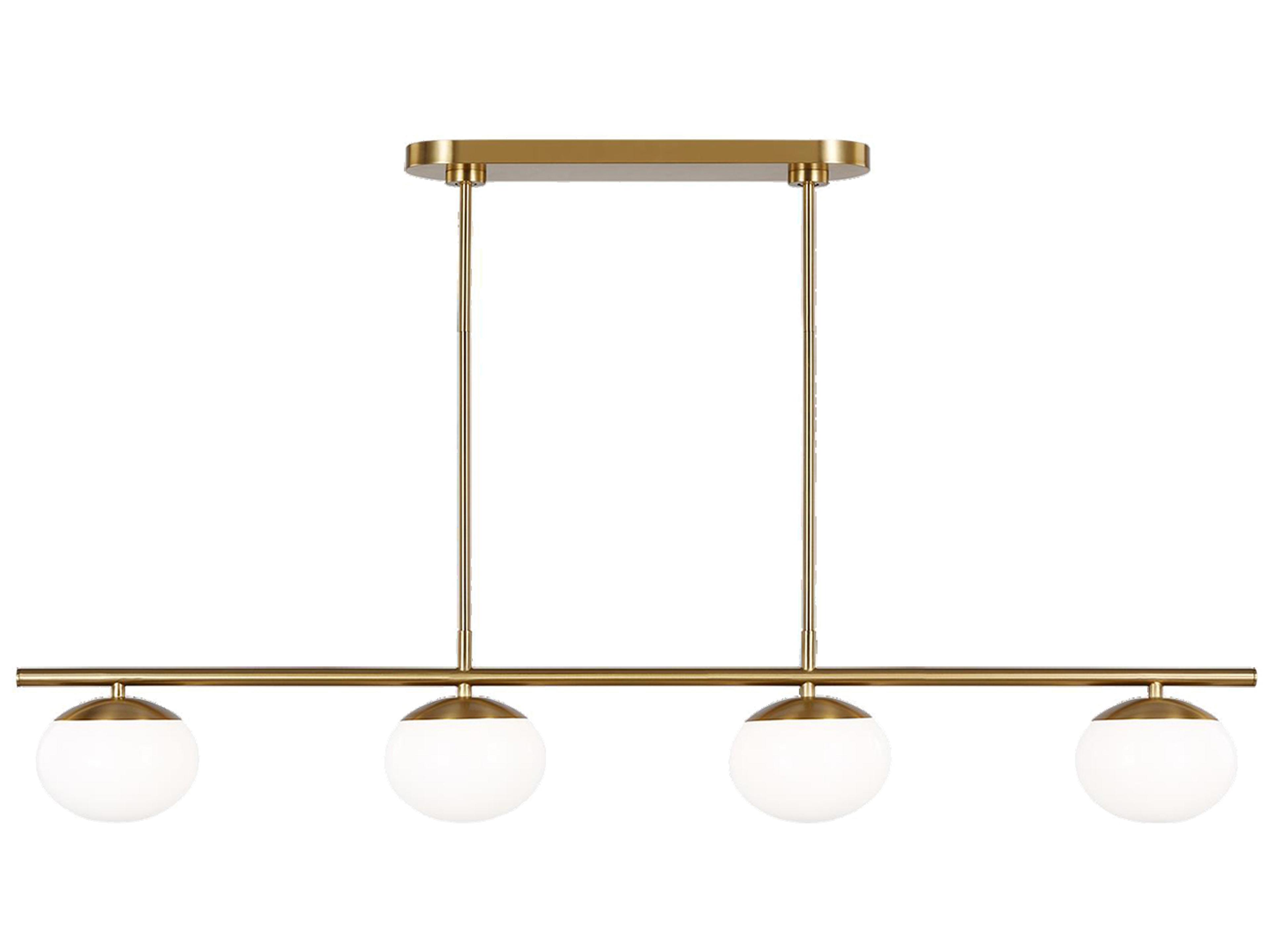 Linear Chandelier Lune Burnished Brass Milk Glass