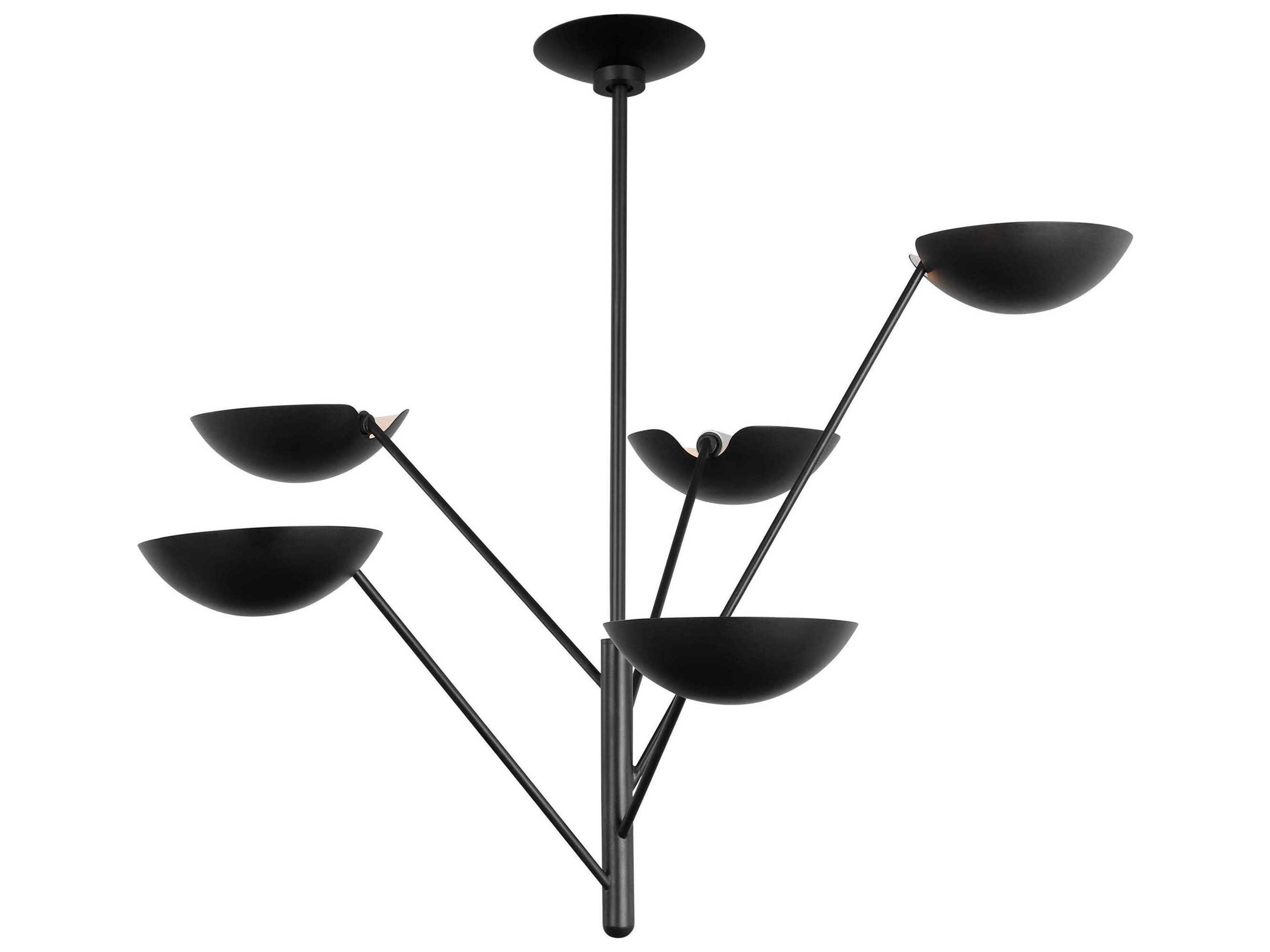 Visual Comfort Studio Nevel 5-Light Aged Iron Black Bowl Chandelier