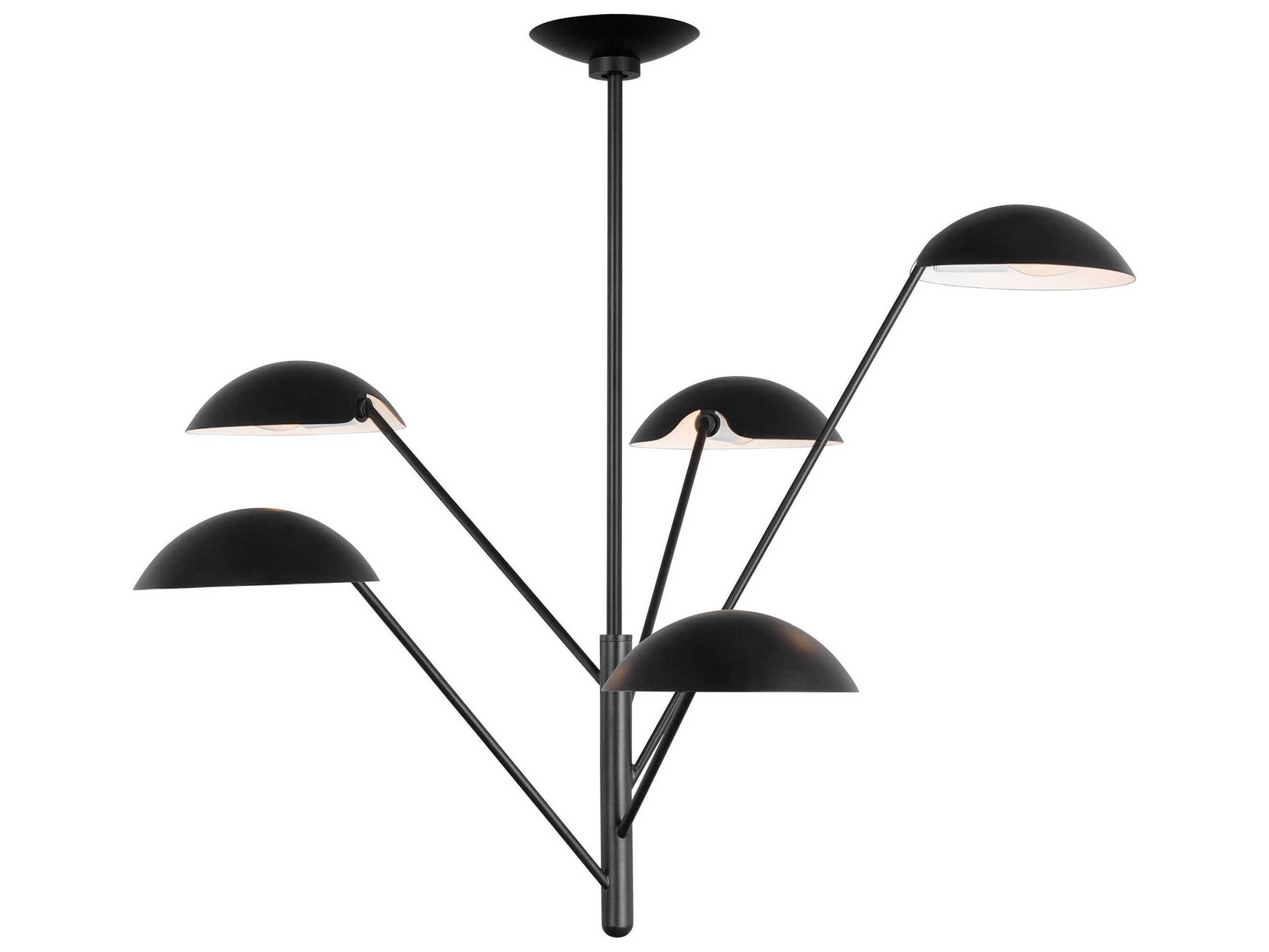 Visual Comfort Studio Nevel 5-Light Aged Iron Black Bowl Chandelier