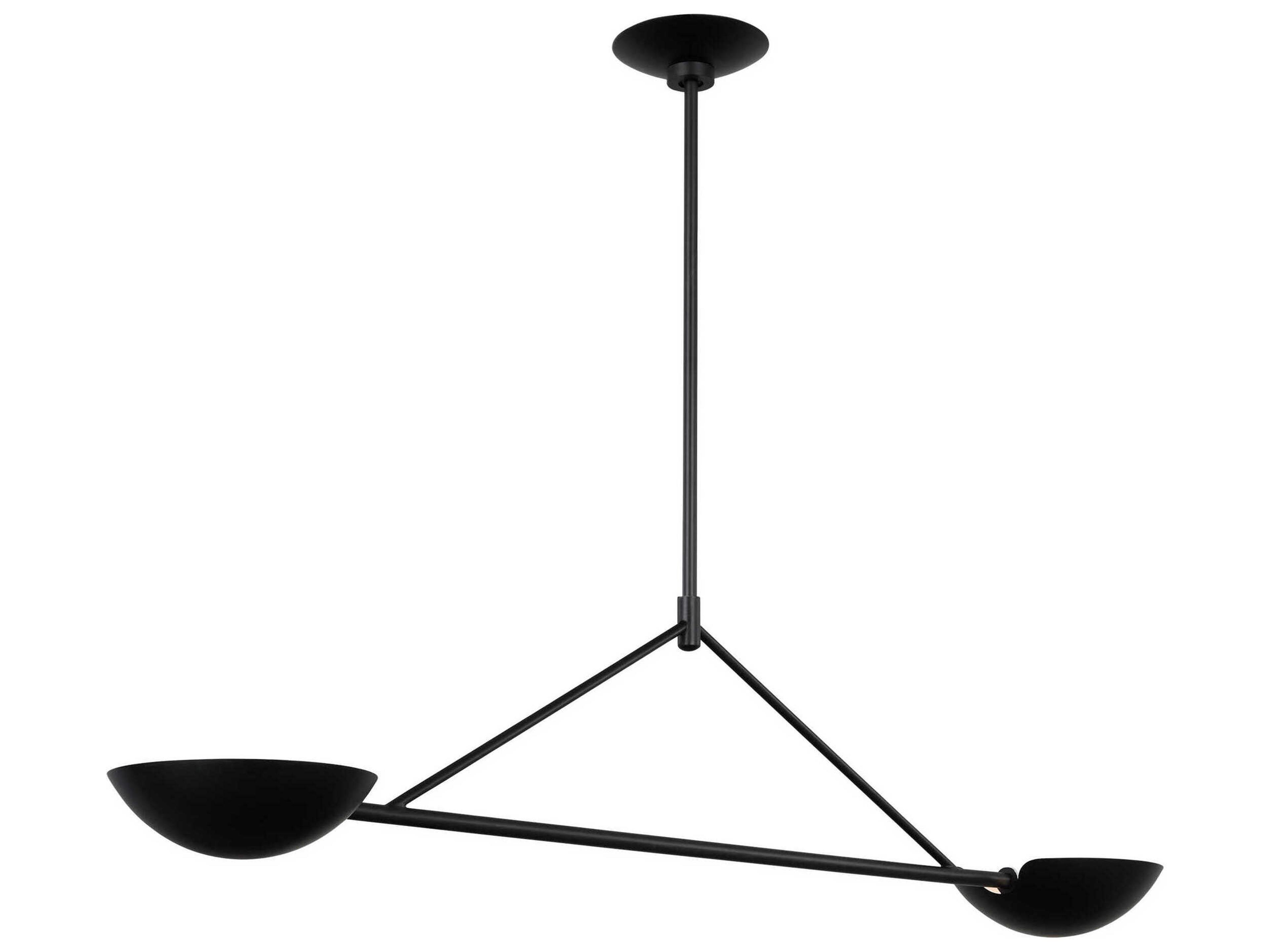 Visual Comfort Studio Nevel 2-Light Aged Iron Black Bowl Linear Island Pendant