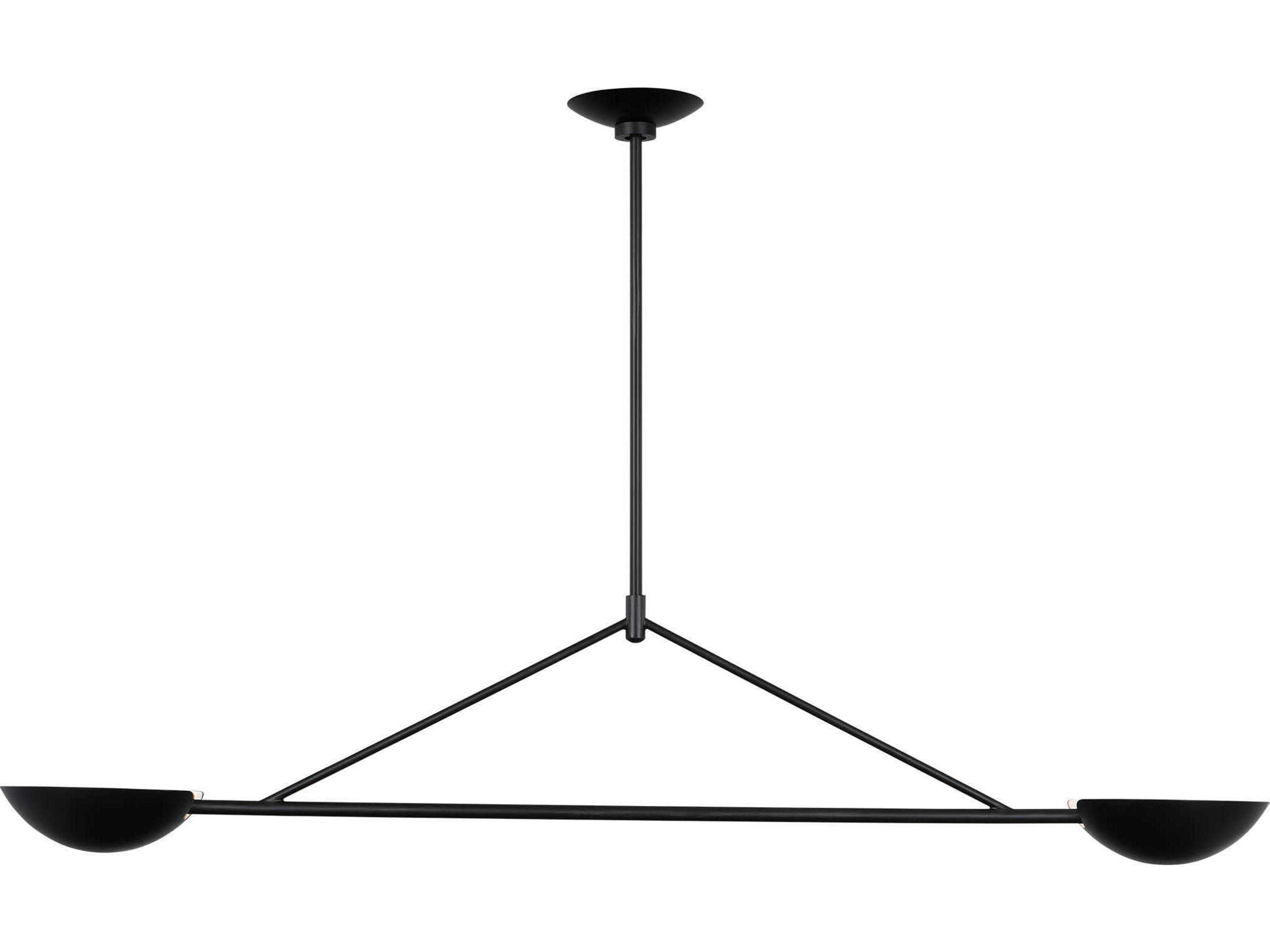 Visual Comfort Studio Nevel 2-Light Aged Iron Black Bowl Linear Island Pendant