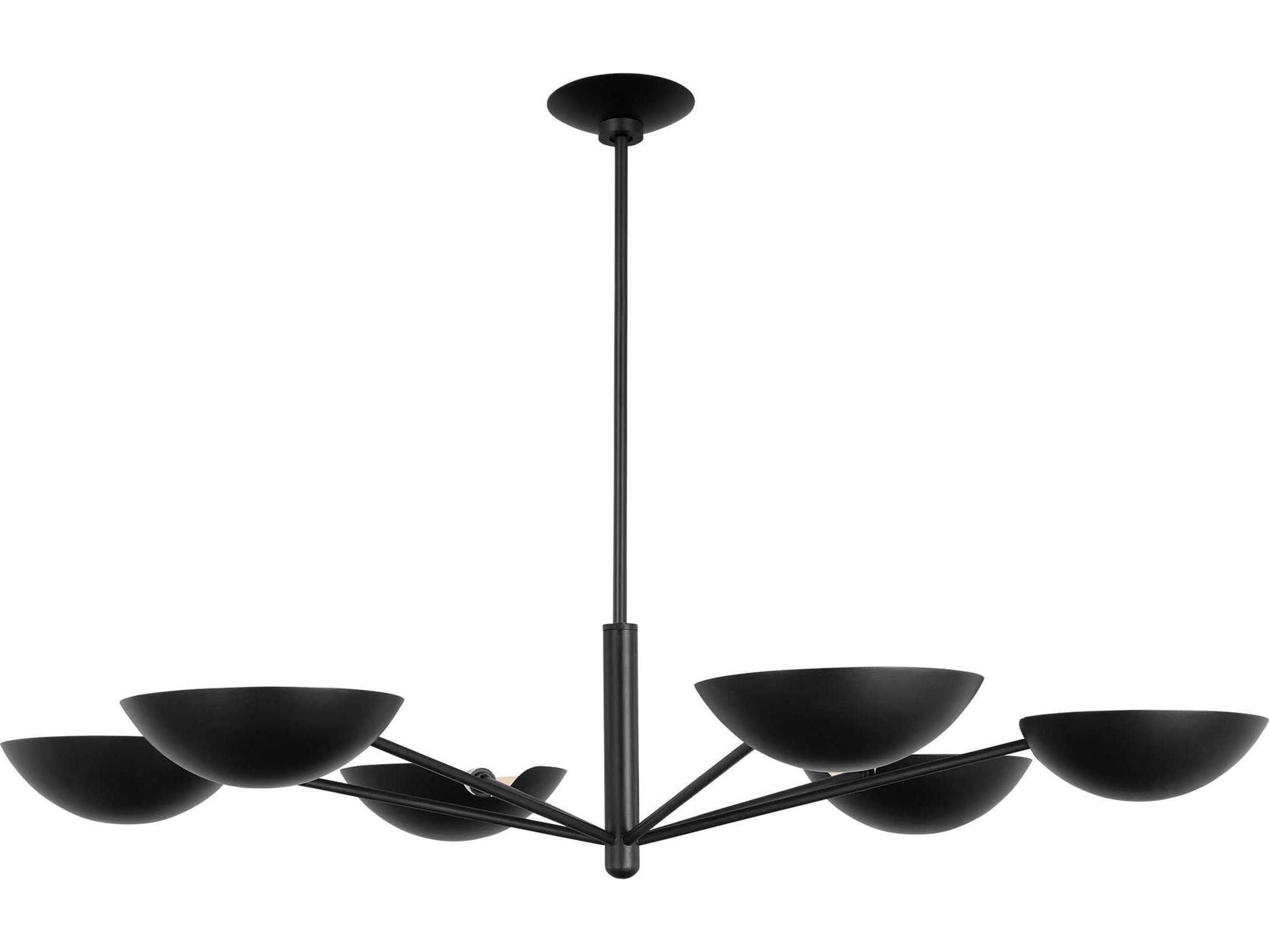 Visual Comfort Studio Nevel 6-Light Aged Iron Black Bowl Chandelier