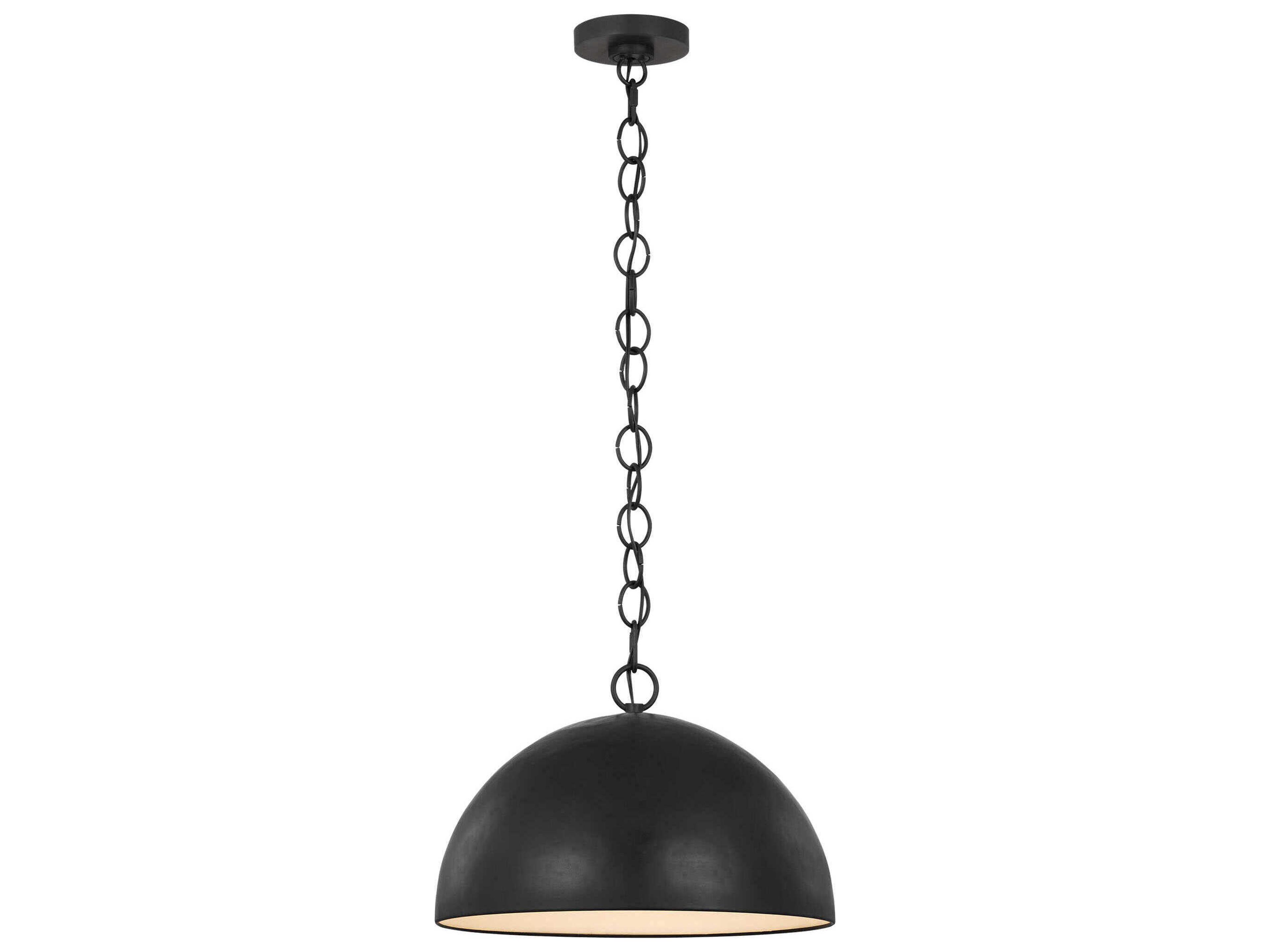 Visual Comfort Studio Whare 1-Light Aged Iron Black Dome Pendant