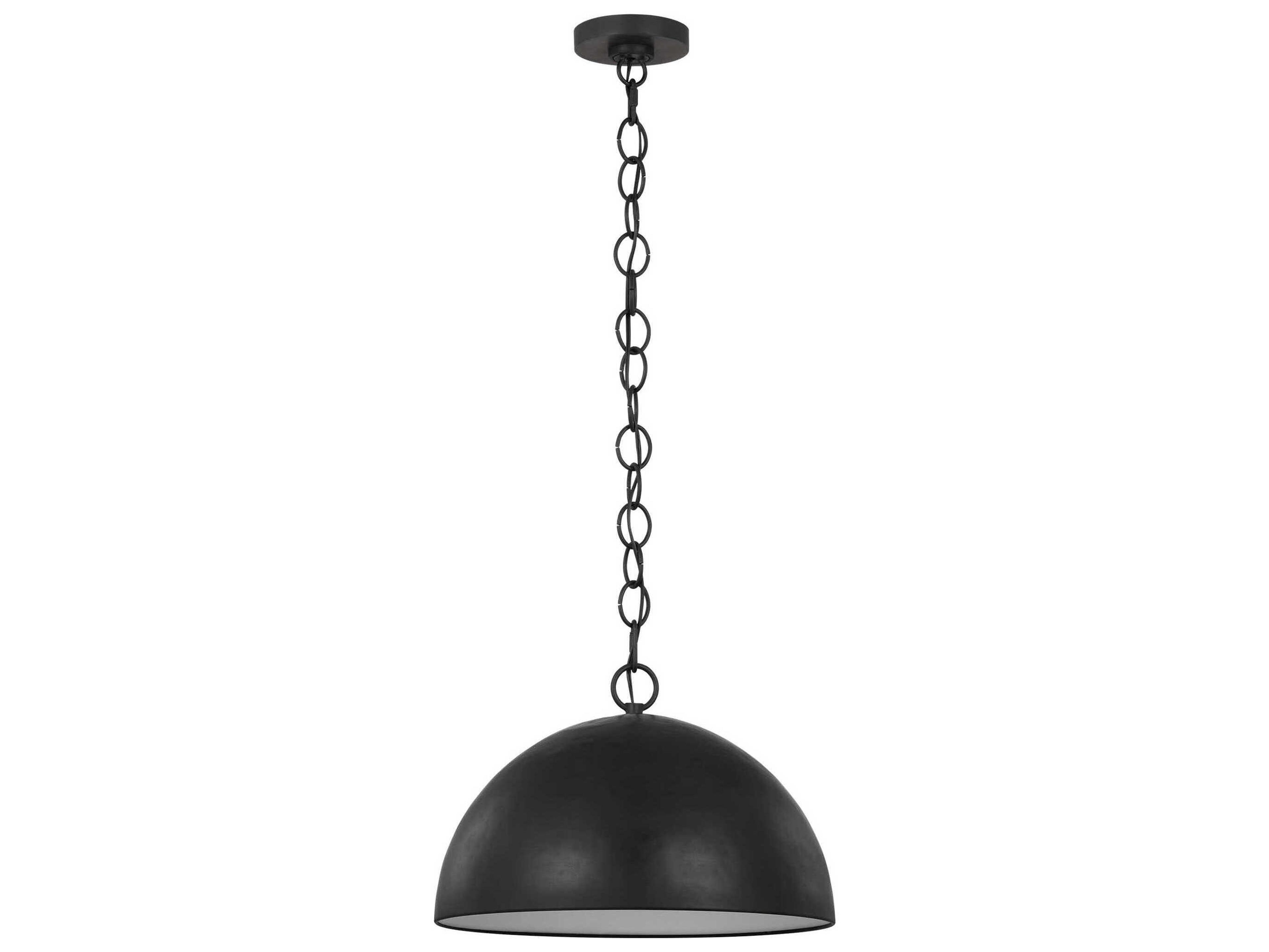 Visual Comfort Studio Whare 1-Light Aged Iron Black Dome Pendant