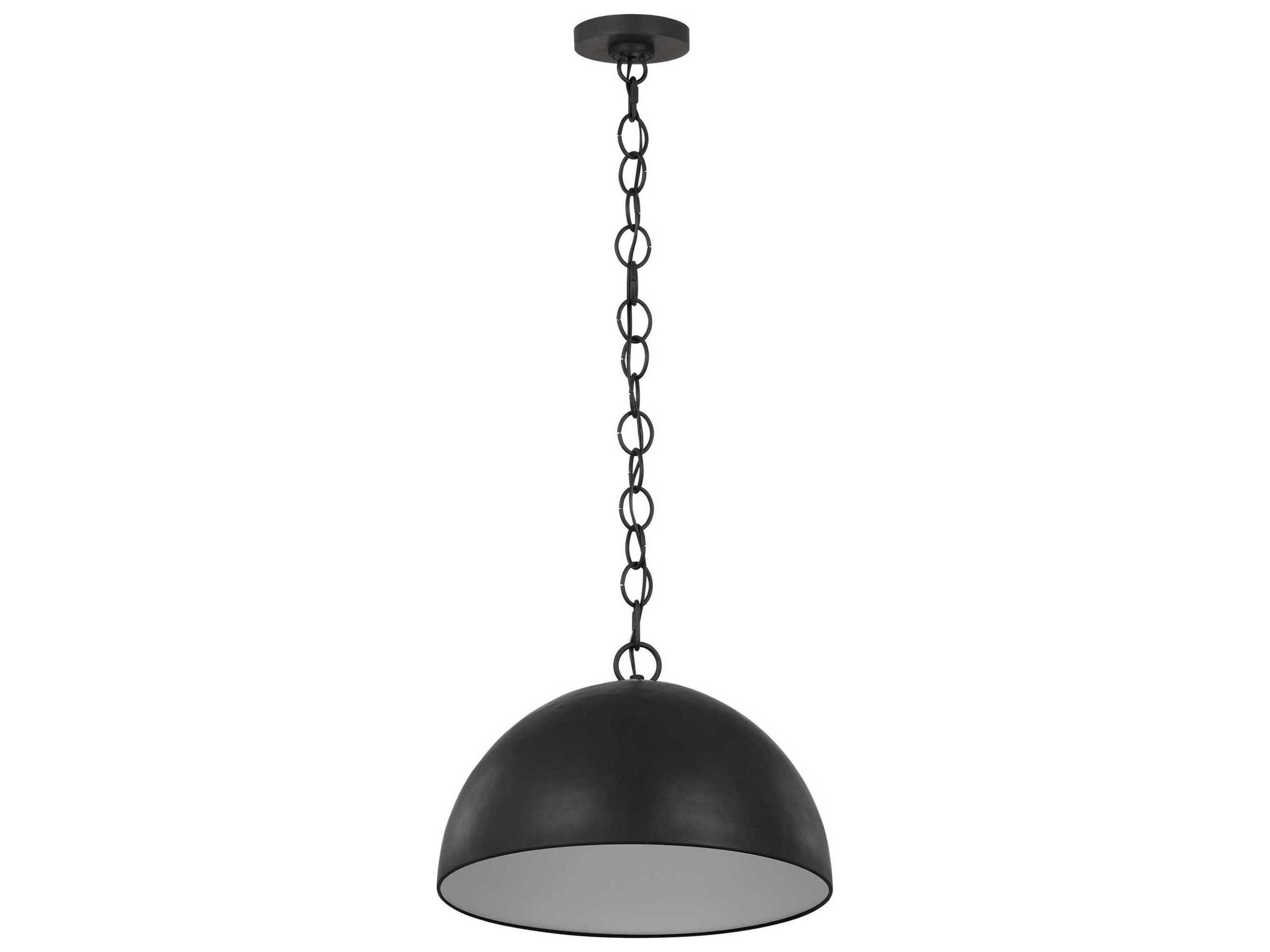 Visual Comfort Studio Whare 1-Light Aged Iron Black Dome Pendant