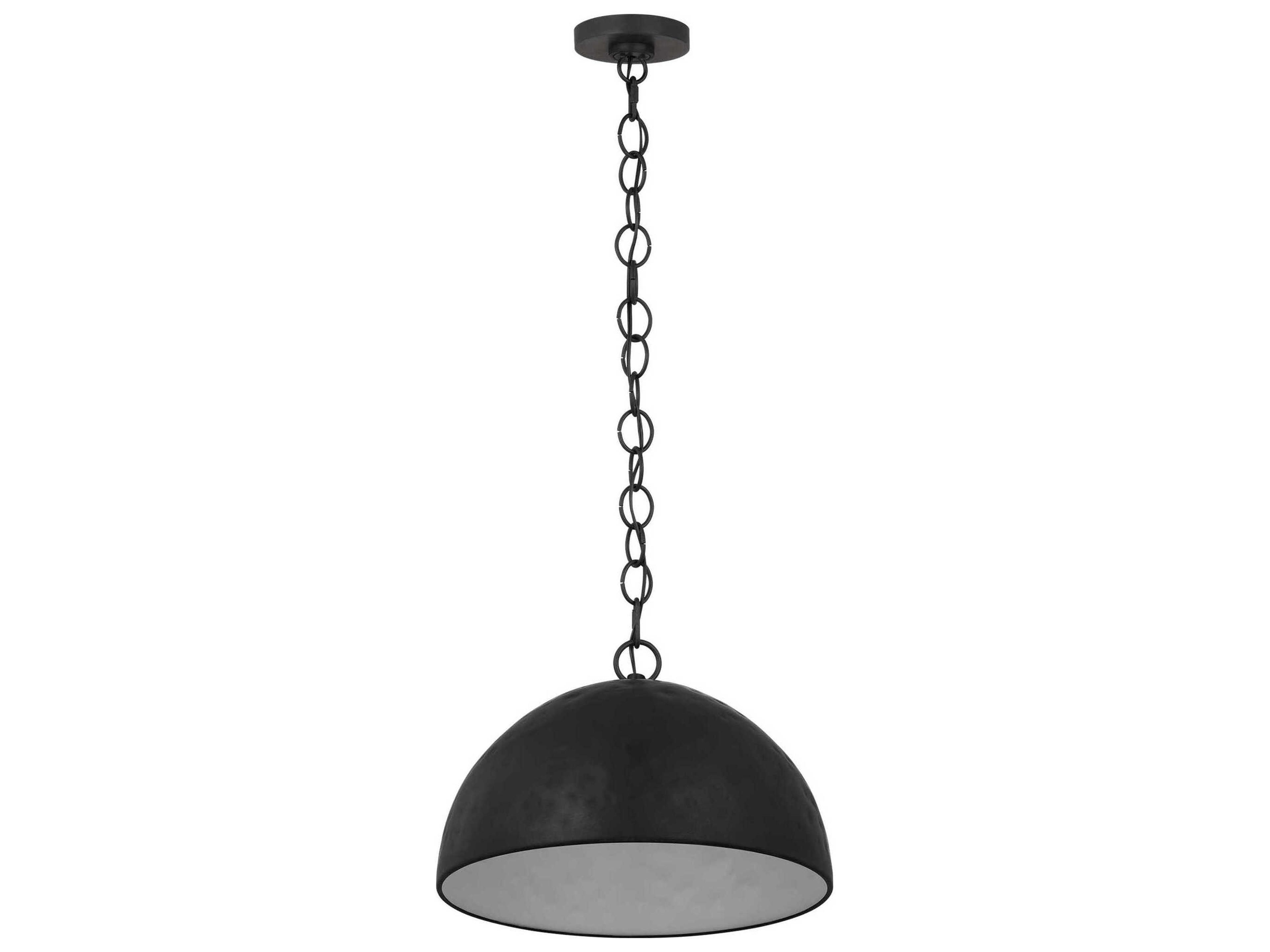 Visual Comfort Studio Whare 1-Light Aged Iron Black Dome Pendant