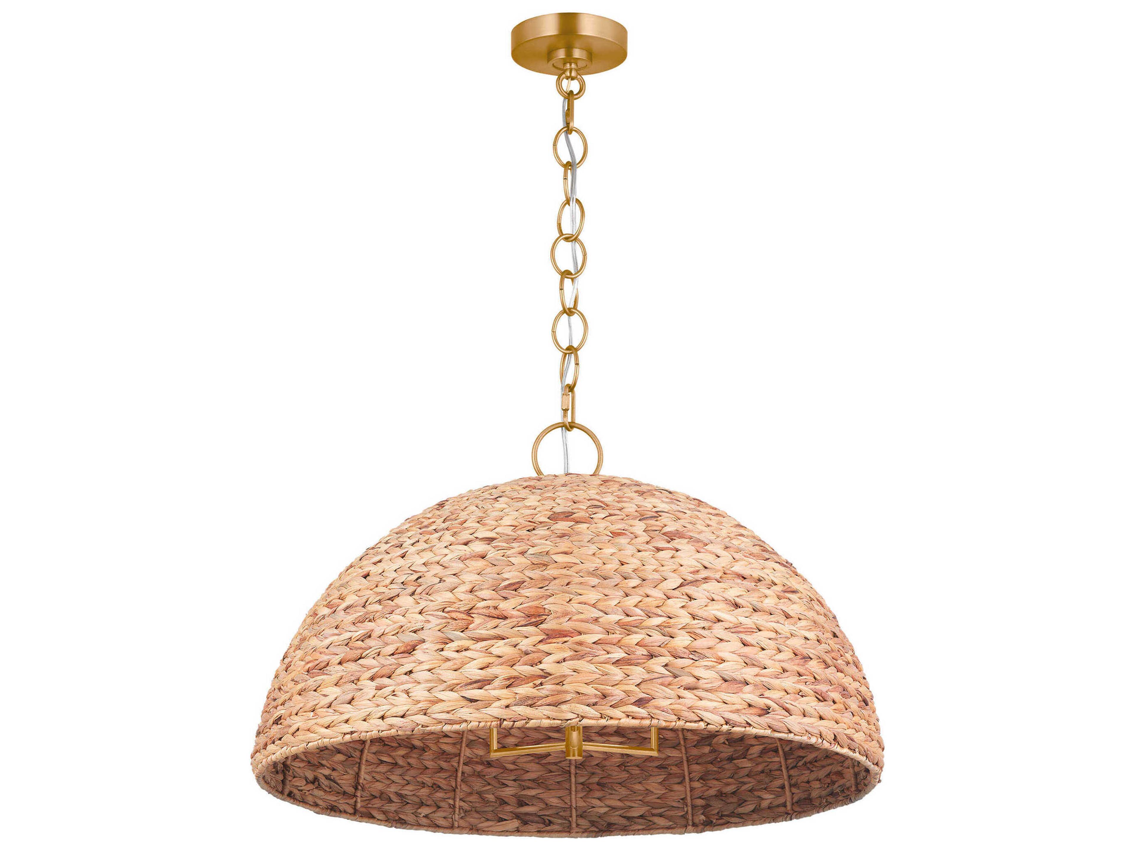 Visual Comfort Studio Cay 3-Light Burnished Brass Dome Pendant