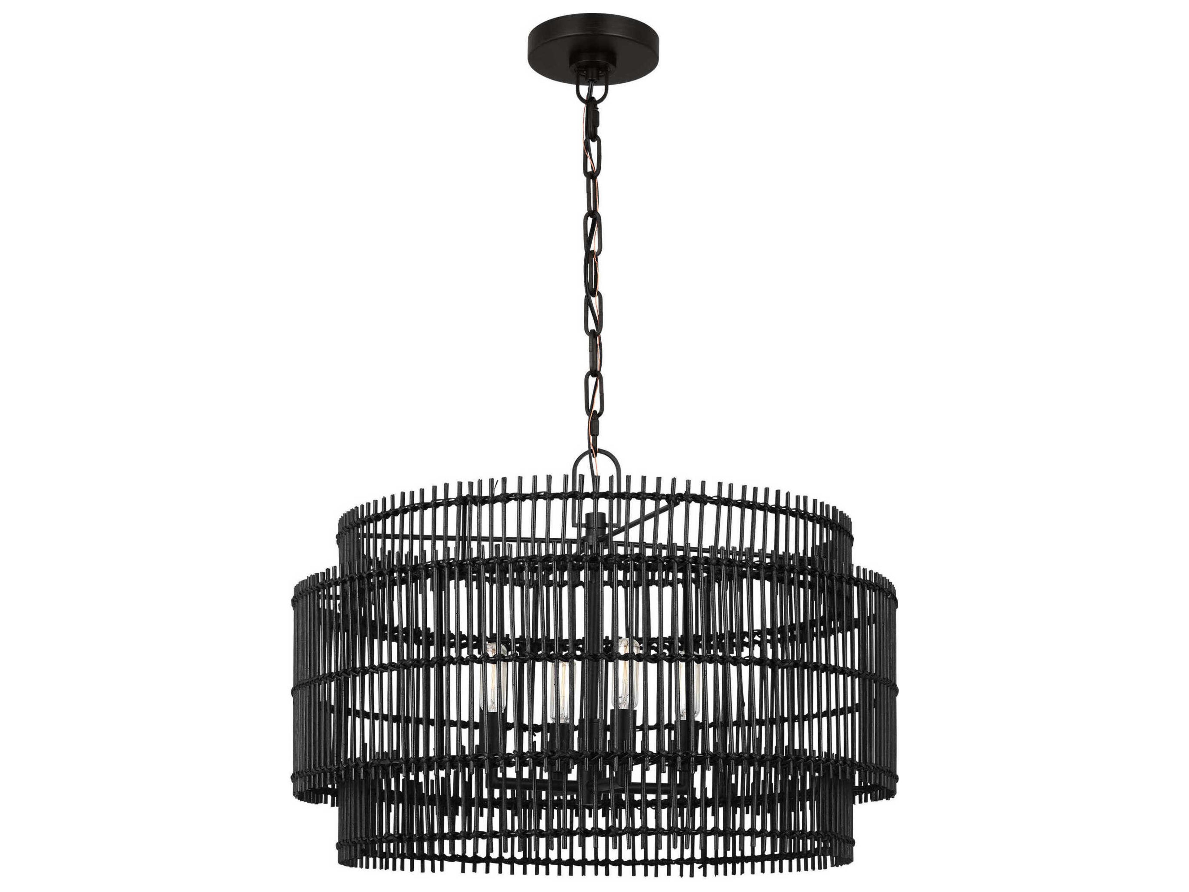 Elio Drum Pendant Aged Iron Black Bamboo